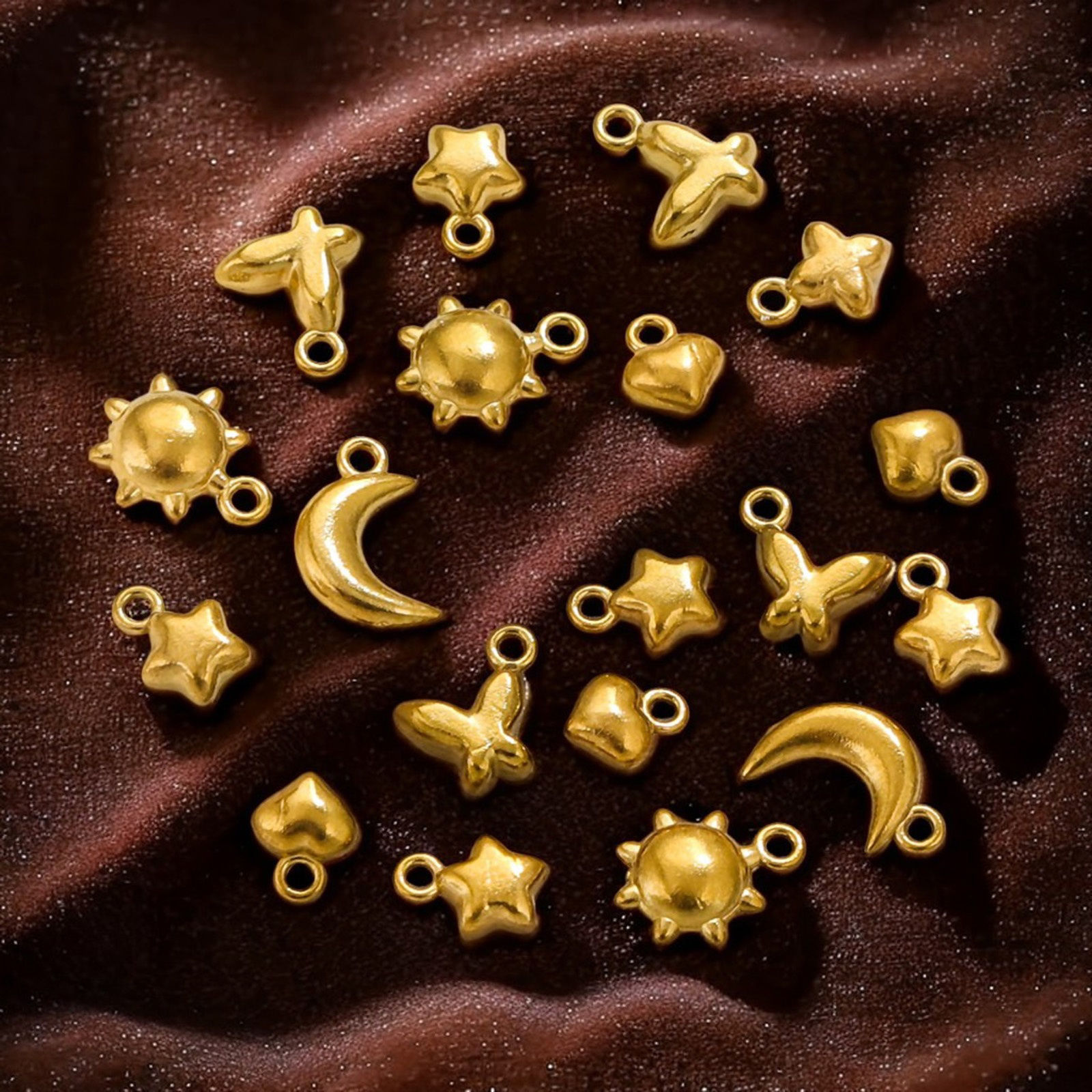 Bild von Umweltfreundliche PVD-Vakuumbeschichtung 304 Edelstahl Mini Charms 18K Vergoldet 3D