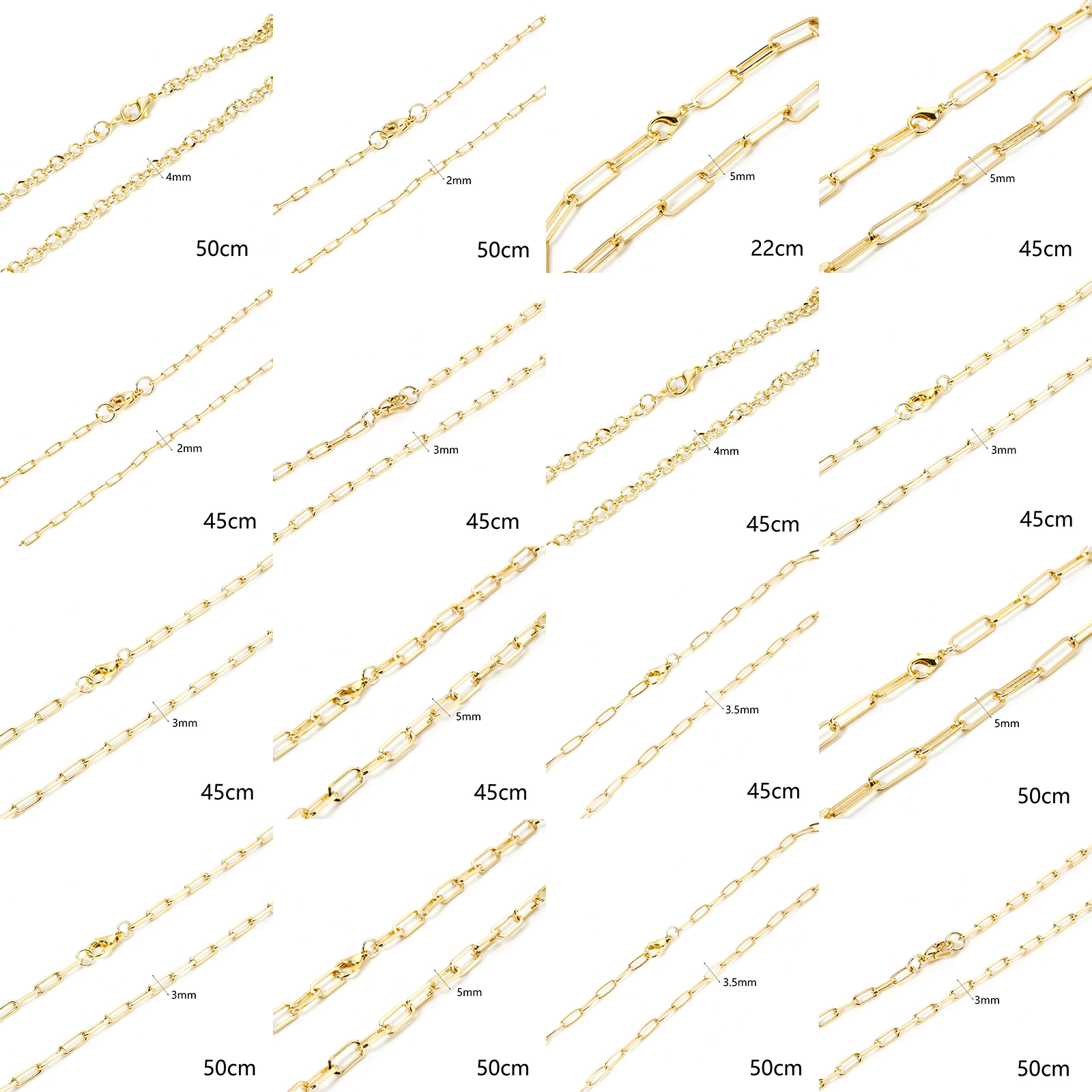 Picture of Eco-friendly Brass Paperclip Link Chain Necklace 18K Real Gold Plated