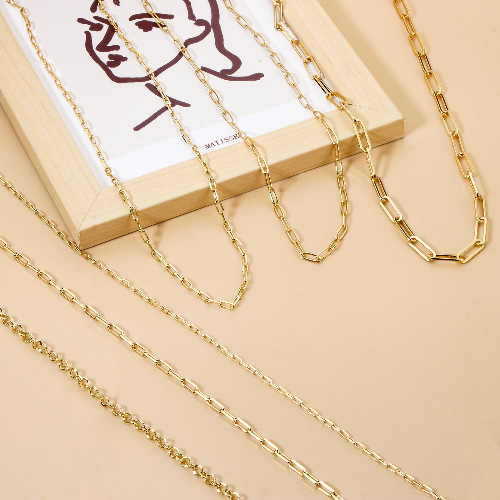 Picture of Eco-friendly Brass Paperclip Link Chain Necklace 18K Real Gold Plated