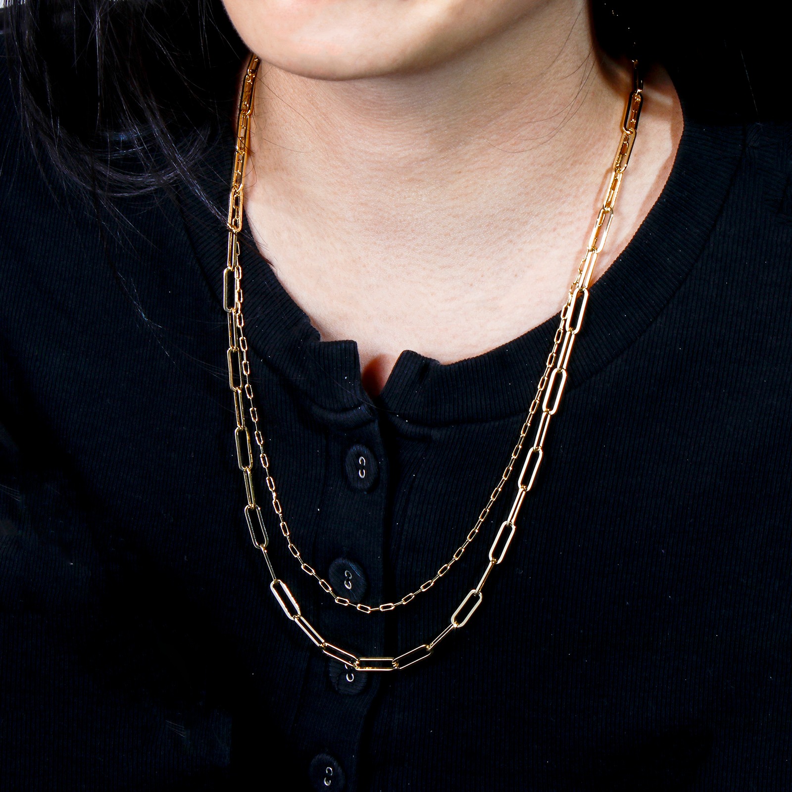 Picture of Eco-friendly Brass Paperclip Link Chain Necklace 18K Real Gold Plated