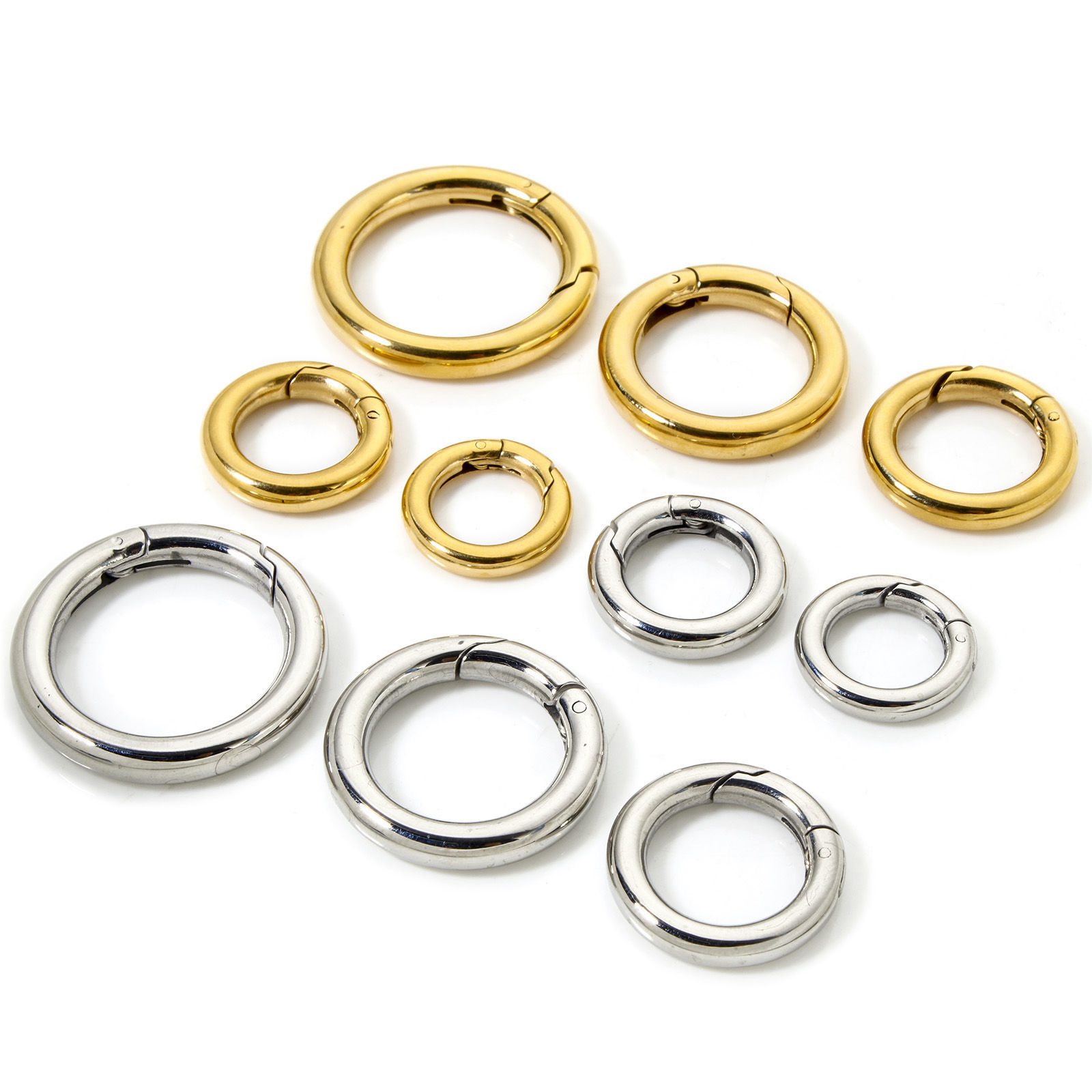 Picture of 304 Stainless Steel Bolt Spring Ring Clasps Round Multicolor Polished