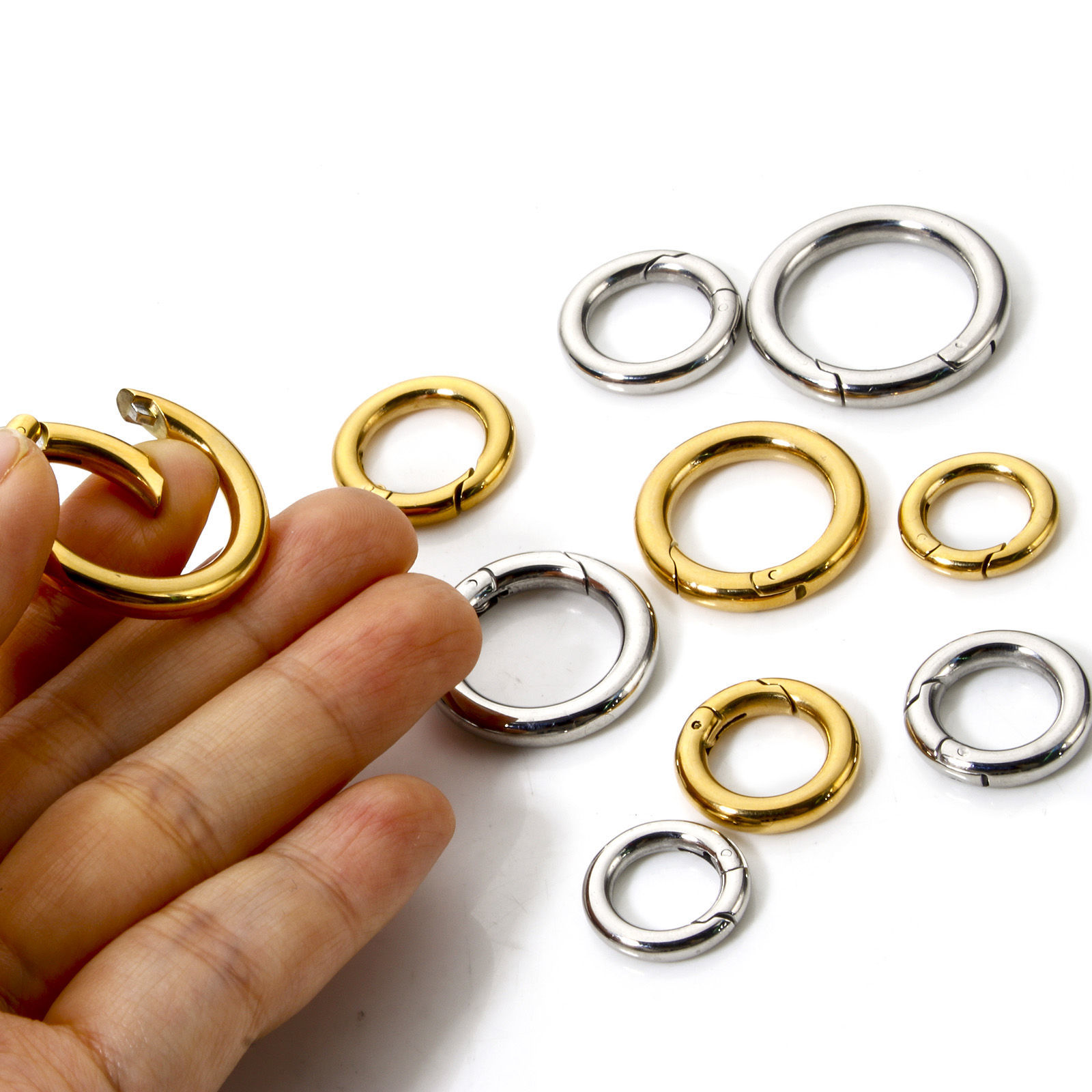 Picture of 304 Stainless Steel Bolt Spring Ring Clasps Round Multicolor Polished