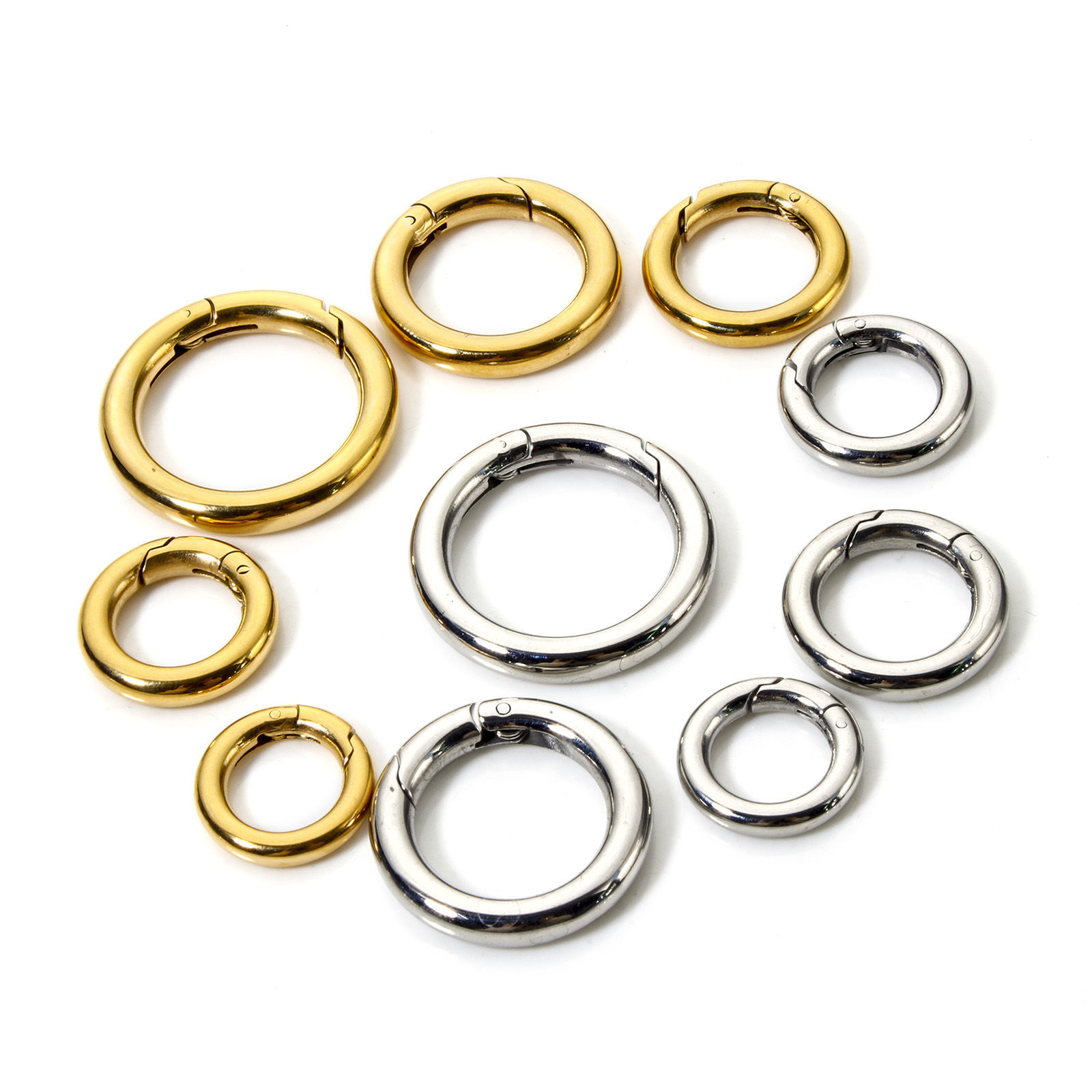 Picture of 304 Stainless Steel Bolt Spring Ring Clasps Round Multicolor Polished