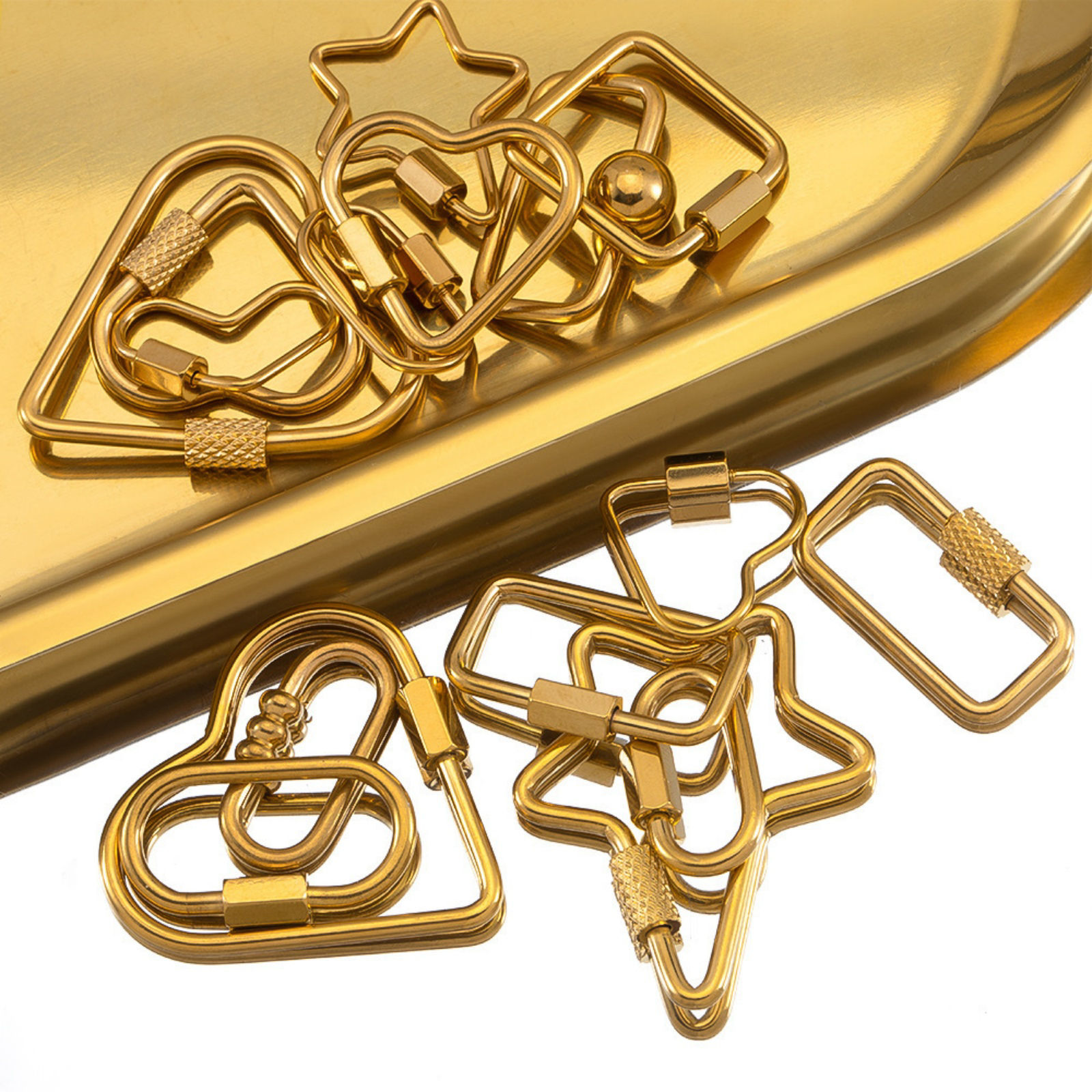 Picture of Eco-friendly PVD Vacuum Plating 304 Stainless Steel Screw Clasps Geometric 18K Gold Plated Can Be Screwed Off