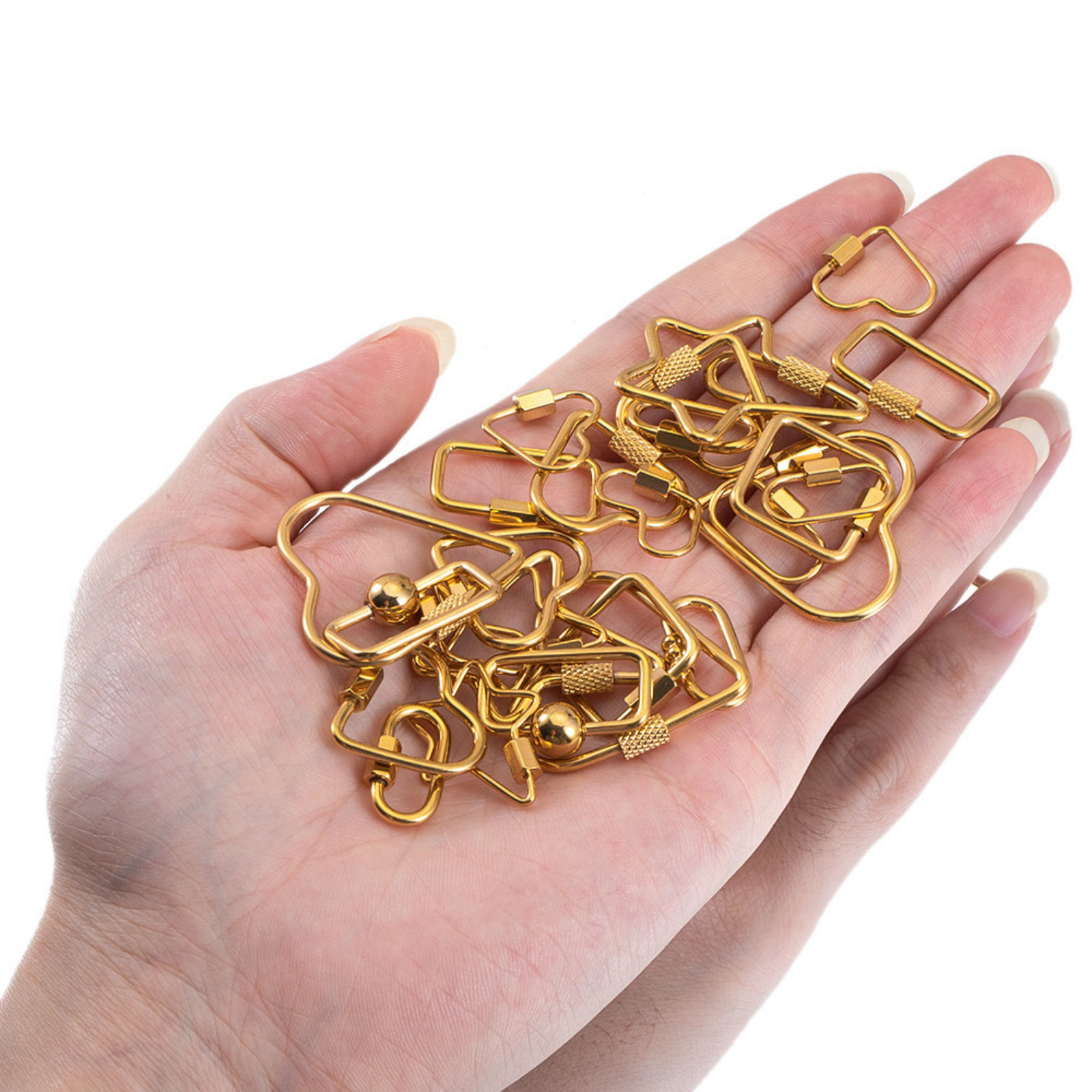 Picture of Eco-friendly PVD Vacuum Plating 304 Stainless Steel Screw Clasps Geometric 18K Gold Plated Can Be Screwed Off