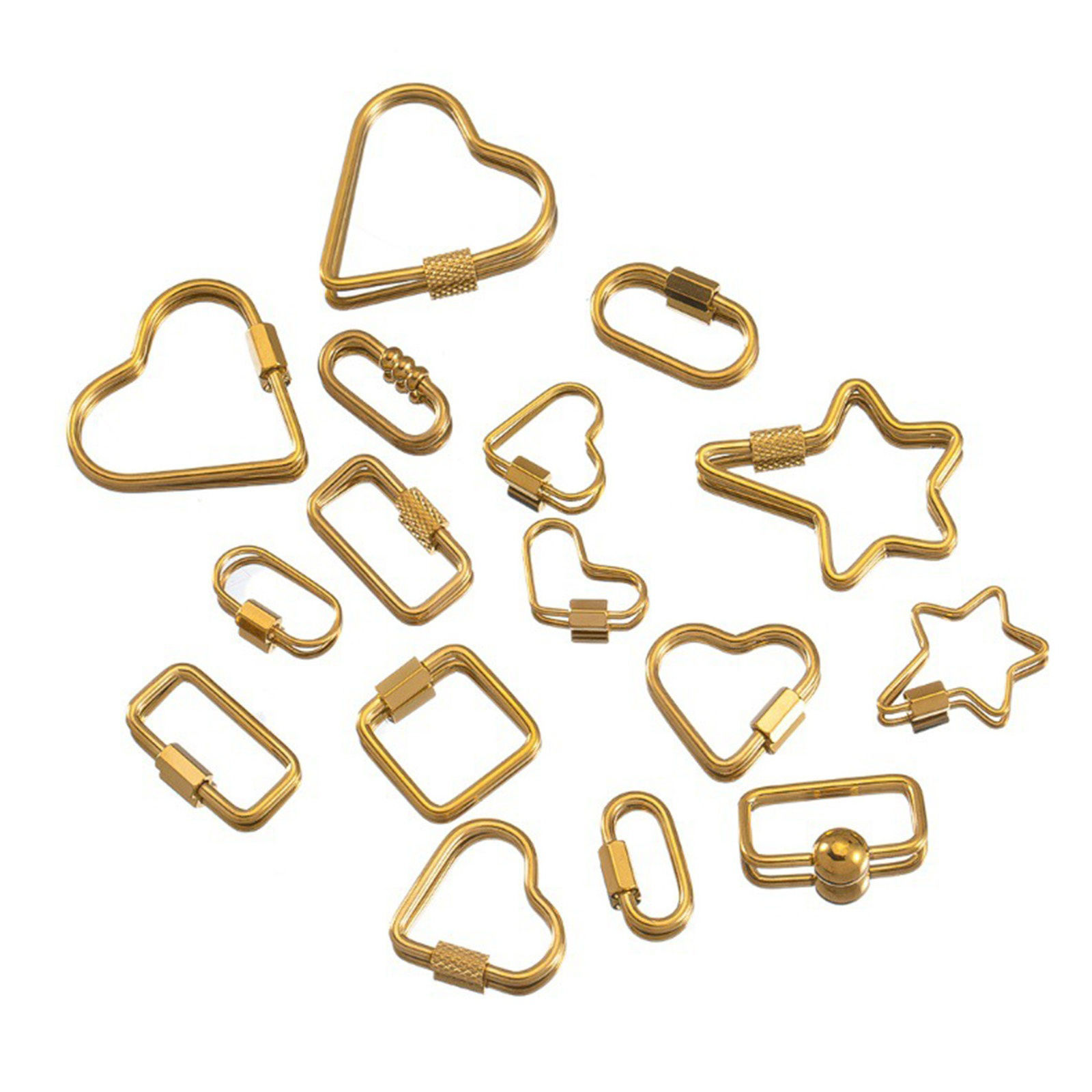 Picture of Eco-friendly PVD Vacuum Plating 304 Stainless Steel Screw Clasps Geometric 18K Gold Plated Can Be Screwed Off