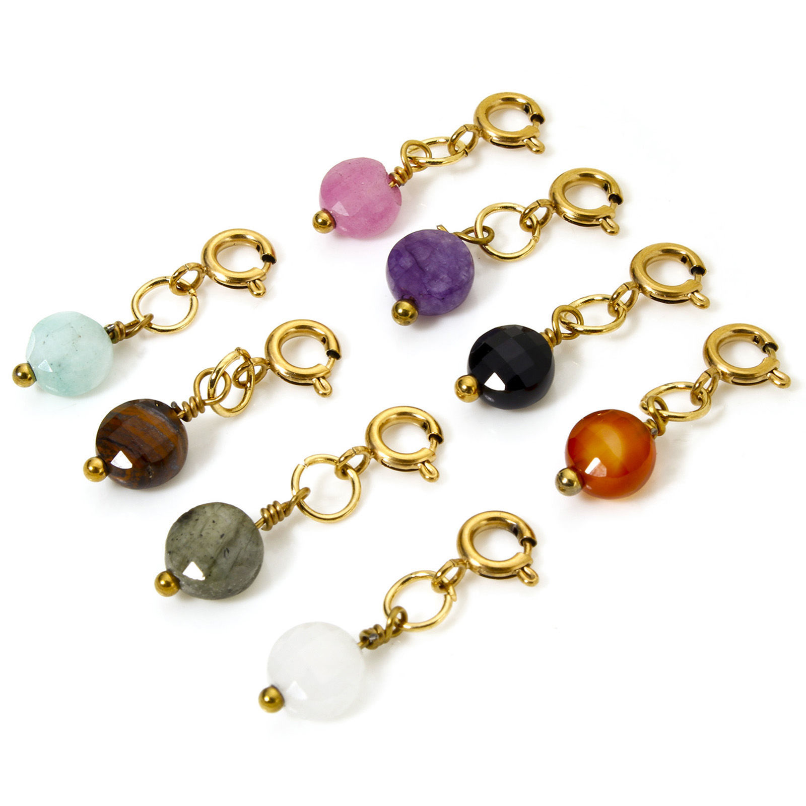 Bild von Umweltfreundliche PVD-Vakuumbeschichtung 304 Edelstahl & Halbedelstein Charms Anhängerträger für Vintage Armband Rund Scheibe 18K Vergoldet 23mm x 6mm