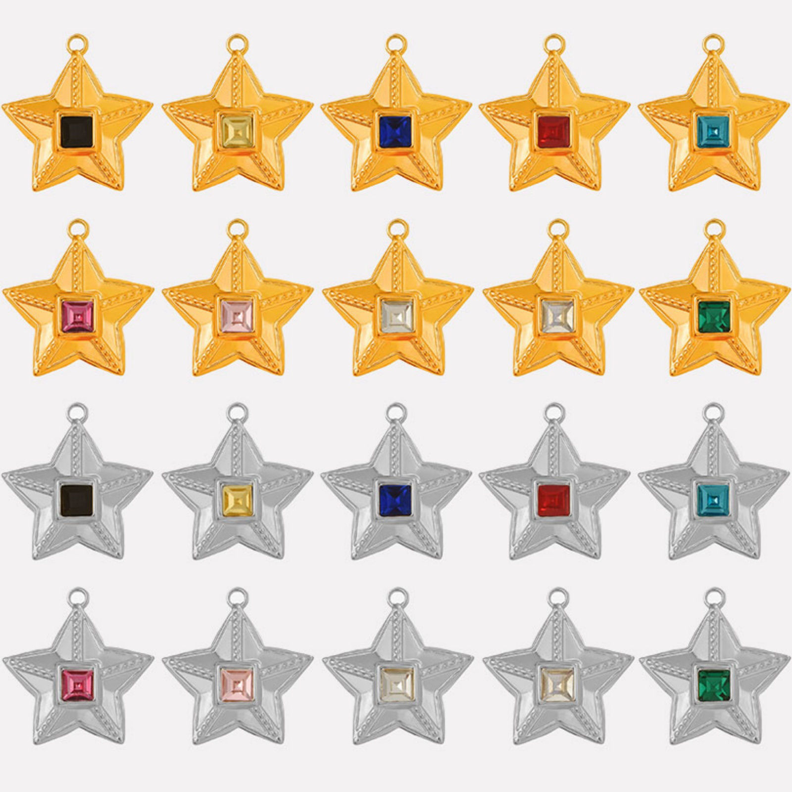 Immagine di 2 Pz 304 Acciaio Inossidabile Galassia Ciondoli Stella a Cinque Punte Multicolore Strass 25mm x 24mm