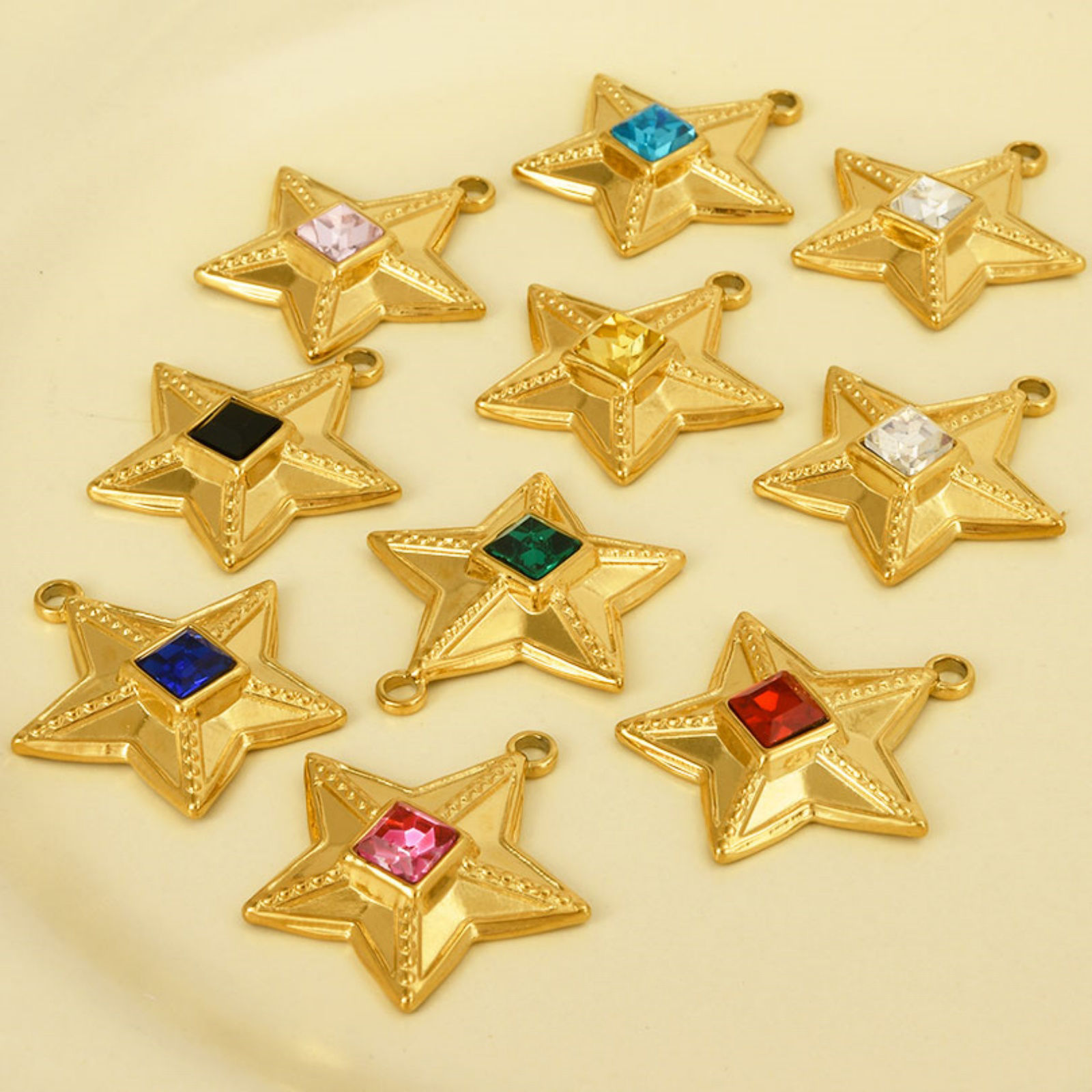 Immagine di 2 Pz 304 Acciaio Inossidabile Galassia Ciondoli Stella a Cinque Punte Multicolore Strass 25mm x 24mm