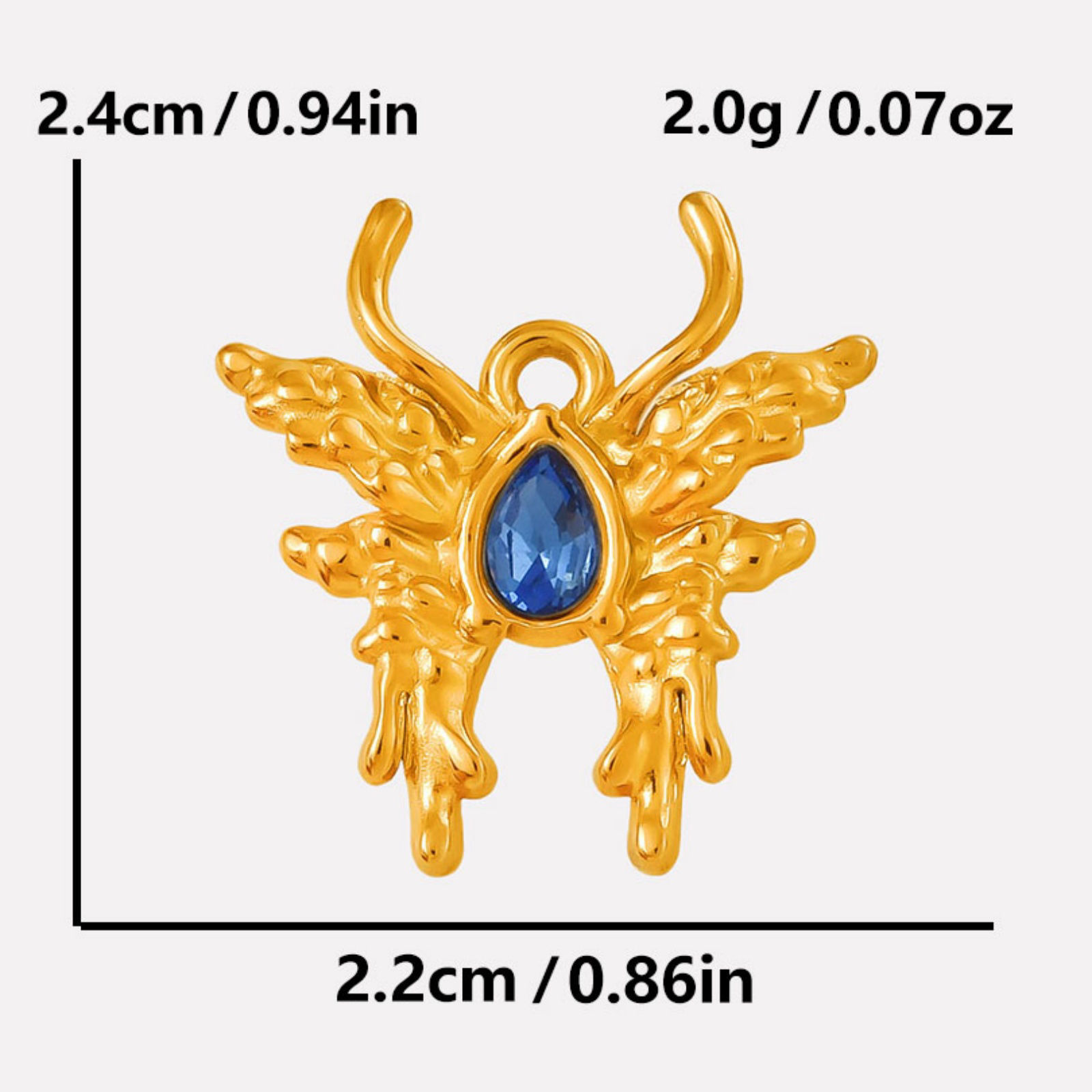 Immagine di 2 Pz 304 Acciaio Inossidabile Insetto Ciondoli Farfalla Multicolore Strass 24mm x 22mm