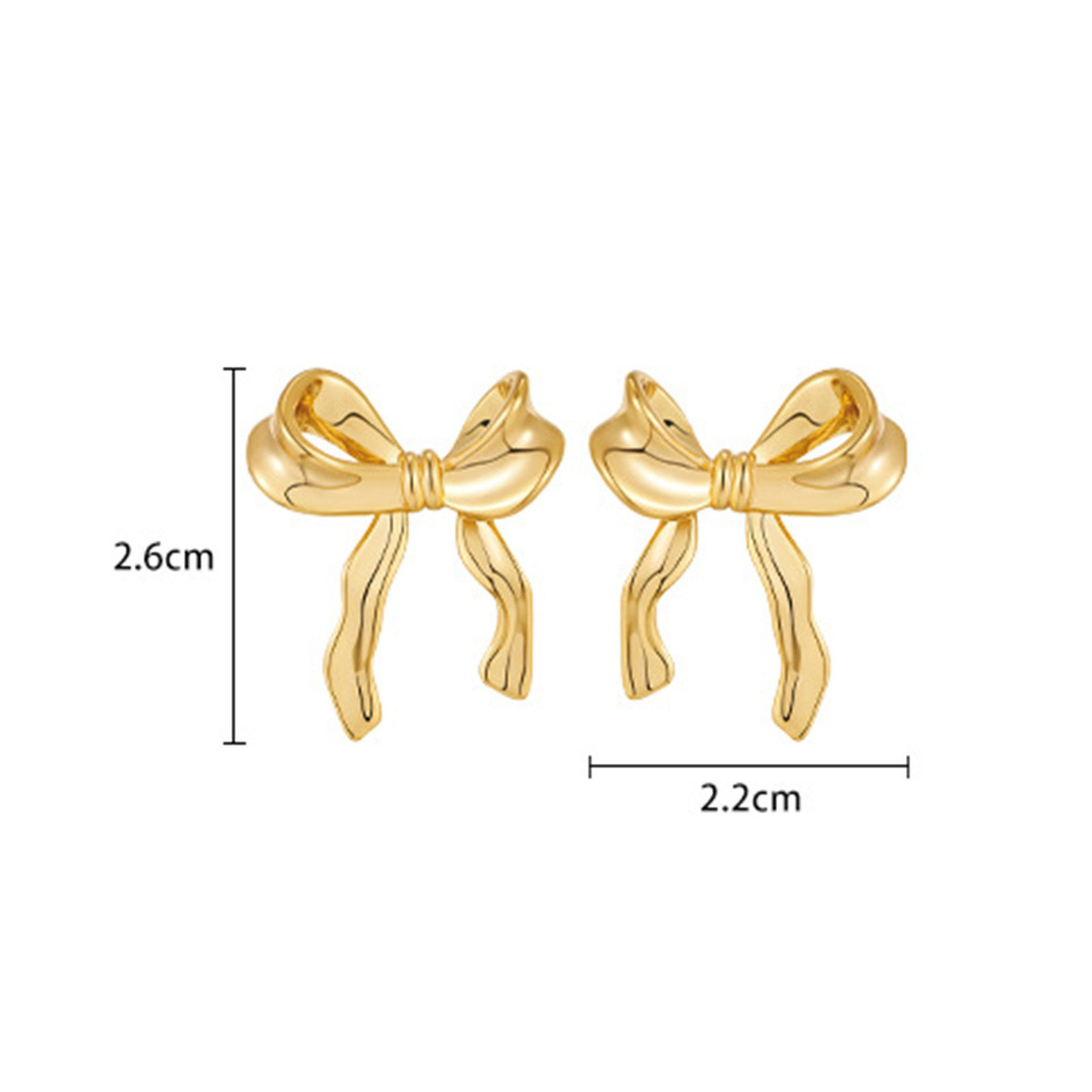 1 ペア ファッション おしゃれ シンプル 多色 真鍮 リボン 3D イヤリング 女性のため 26mm x 22mm、 の画像