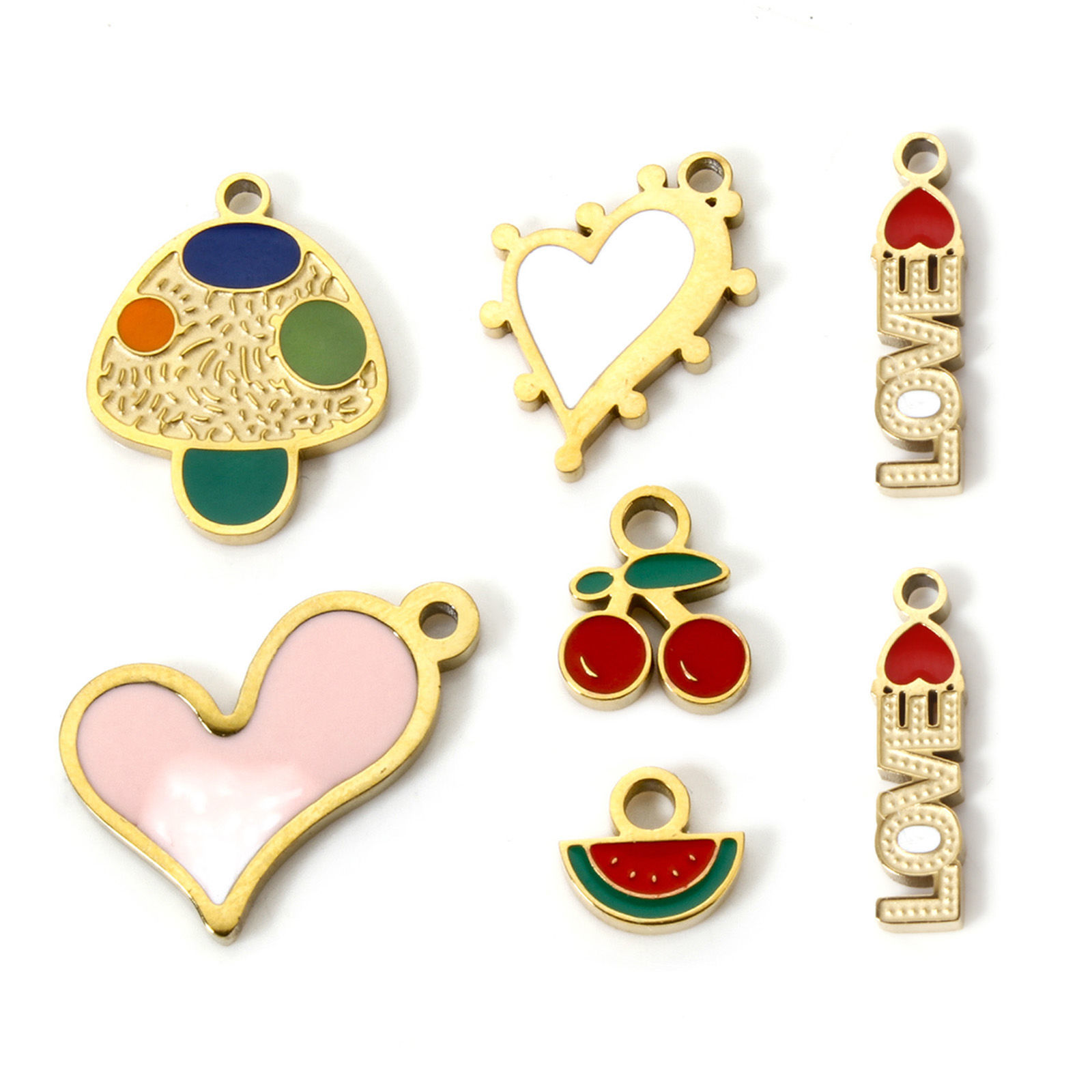 Immagine di 2 PCs 304 Stainless Steel Charms 18K Gold Plated Enamel