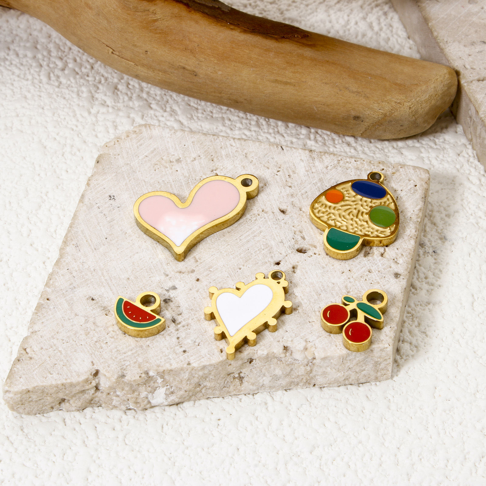 Immagine di 2 PCs 304 Stainless Steel Charms 18K Gold Plated Enamel