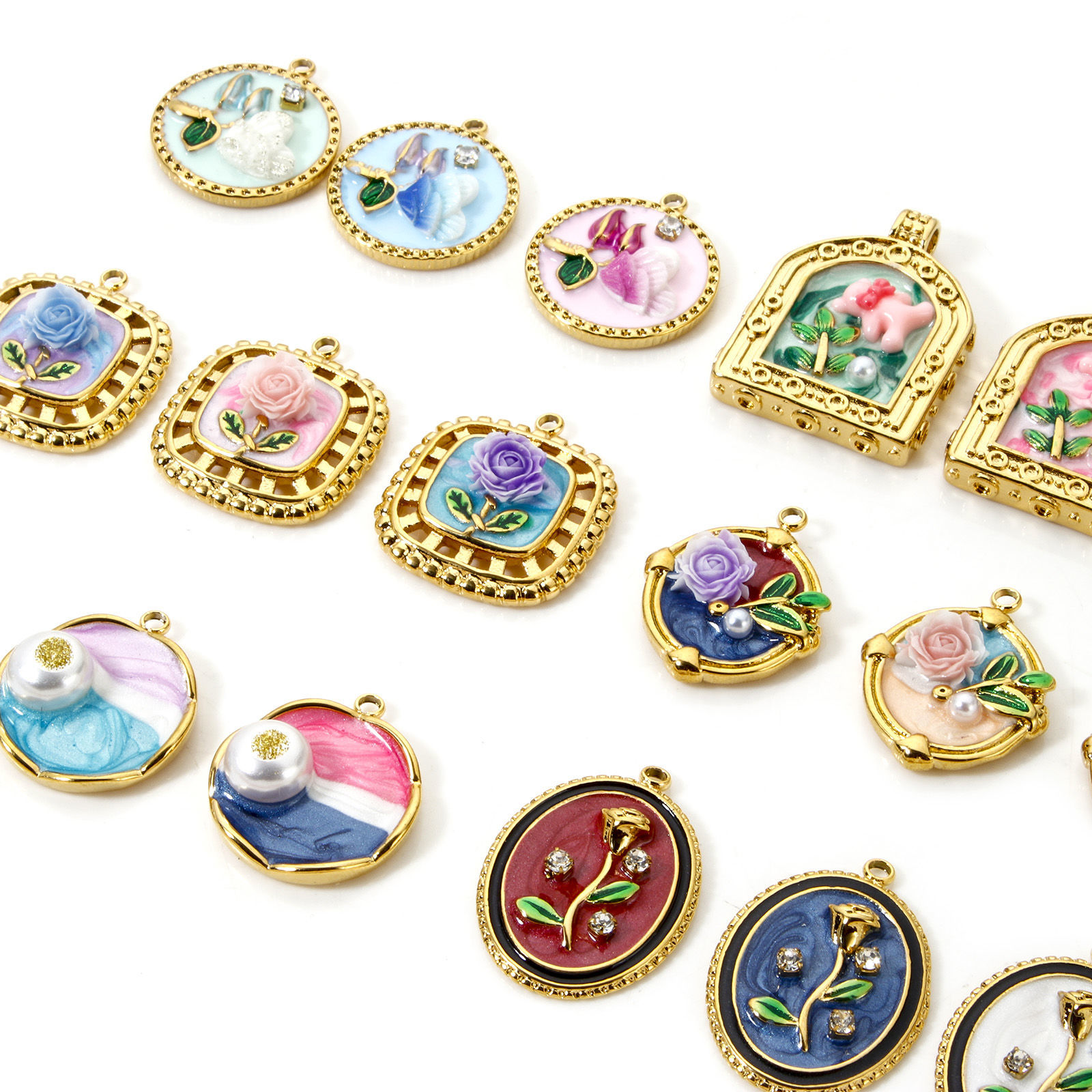 Immagine di 1 Piece Eco-friendly PVD Vacuum Plating 304 Stainless Steel Oil Painting Style Charms 18K Real Gold Plated Round Disc Flower Enamel