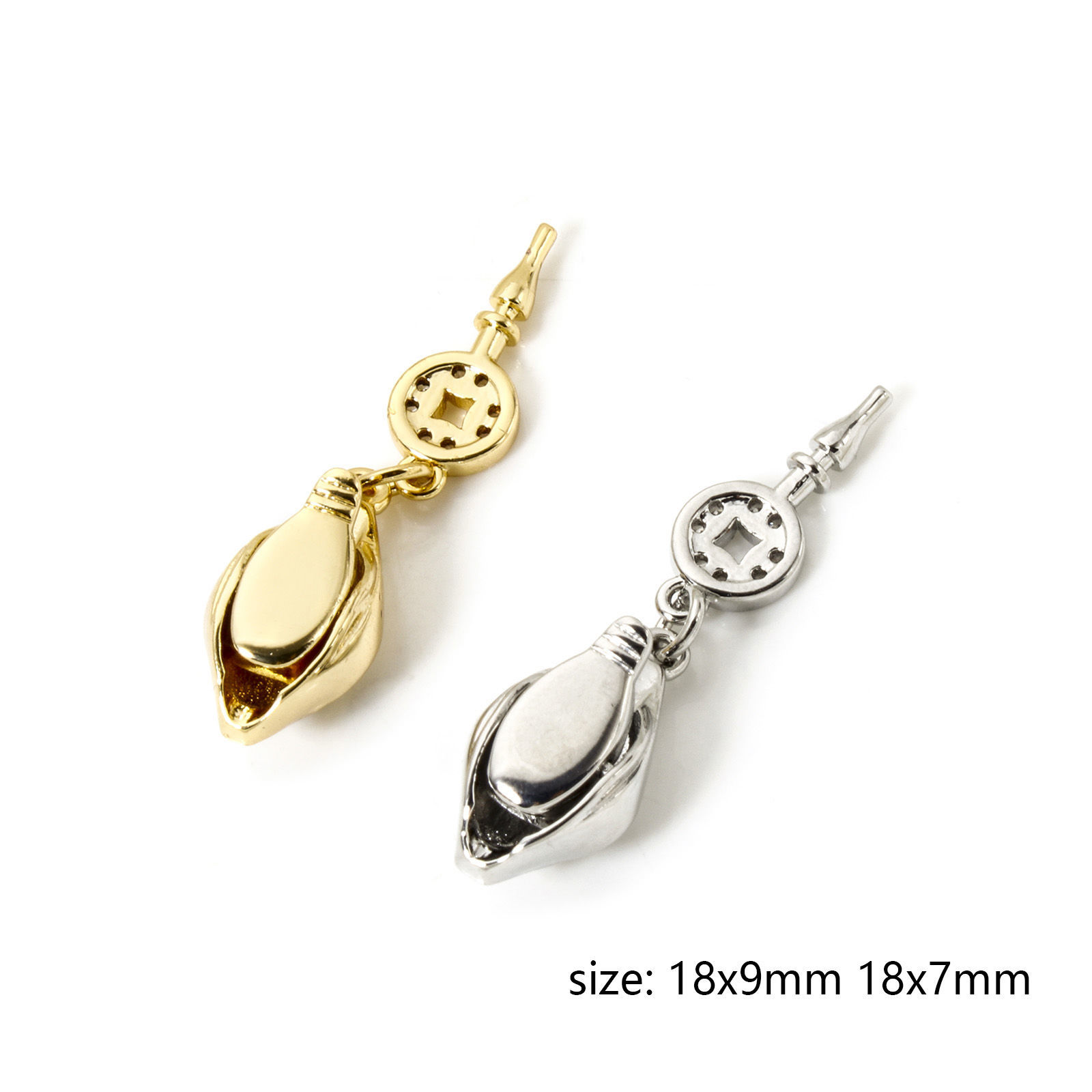 Picture of Eco-friendly Brass Push In Snap Lock Clasps Snake Animal Real Gold Plated Clear Cubic Zirconia