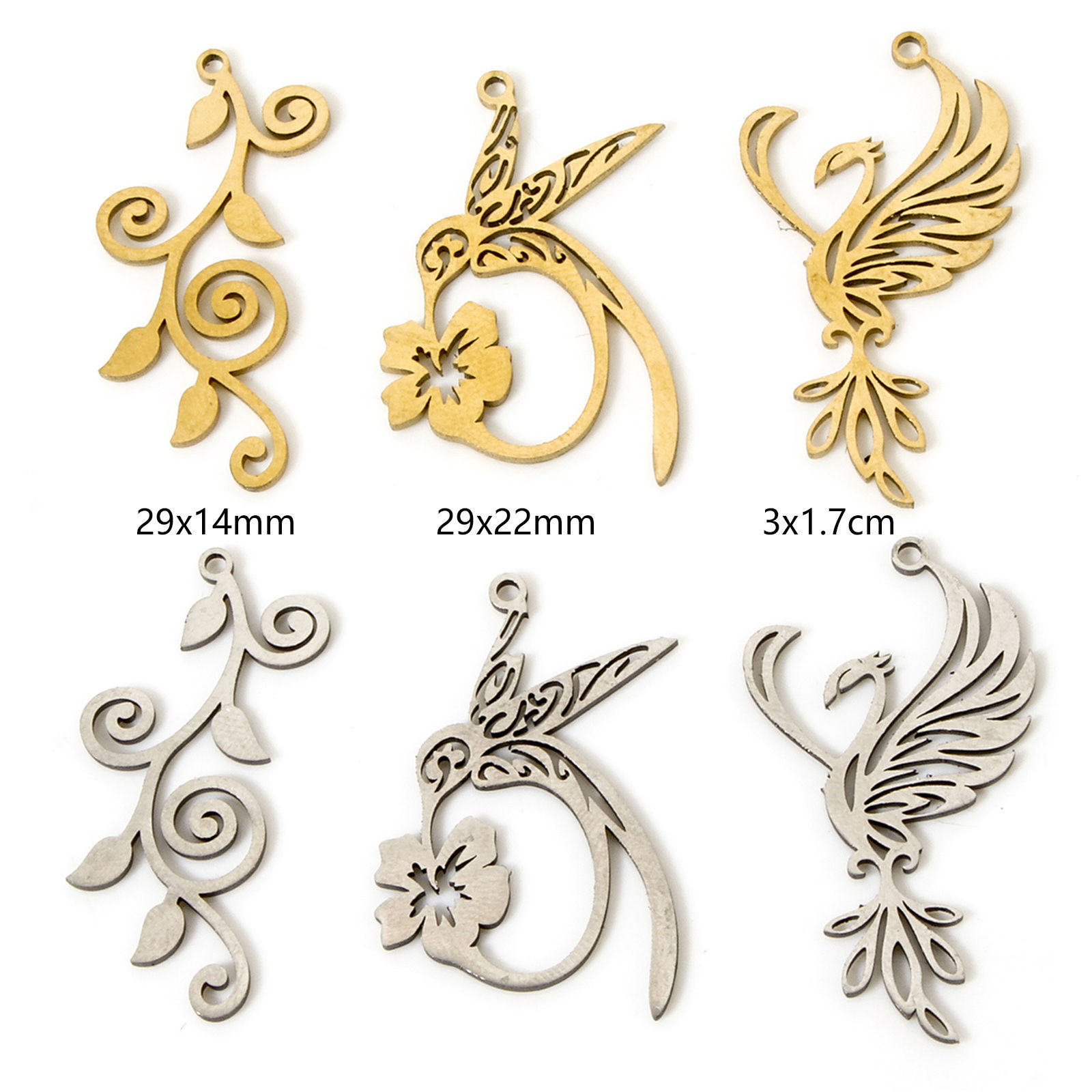 Bild von Umweltfreundlich 304 Edelstahl Charms Phönix Bunt Blumenrattan Hohl