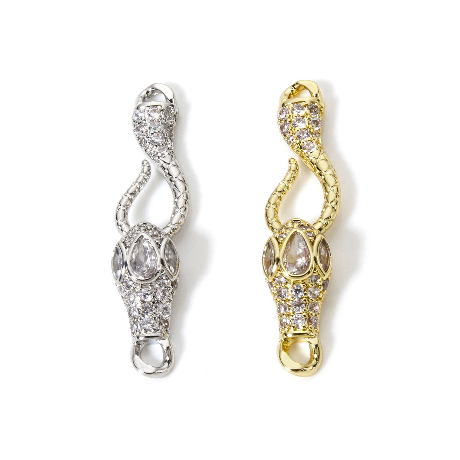 Bild von Messing Hakenverschluss Bunt Micro Pave Klar Zirkonia 3.7cm x 0.9cm
