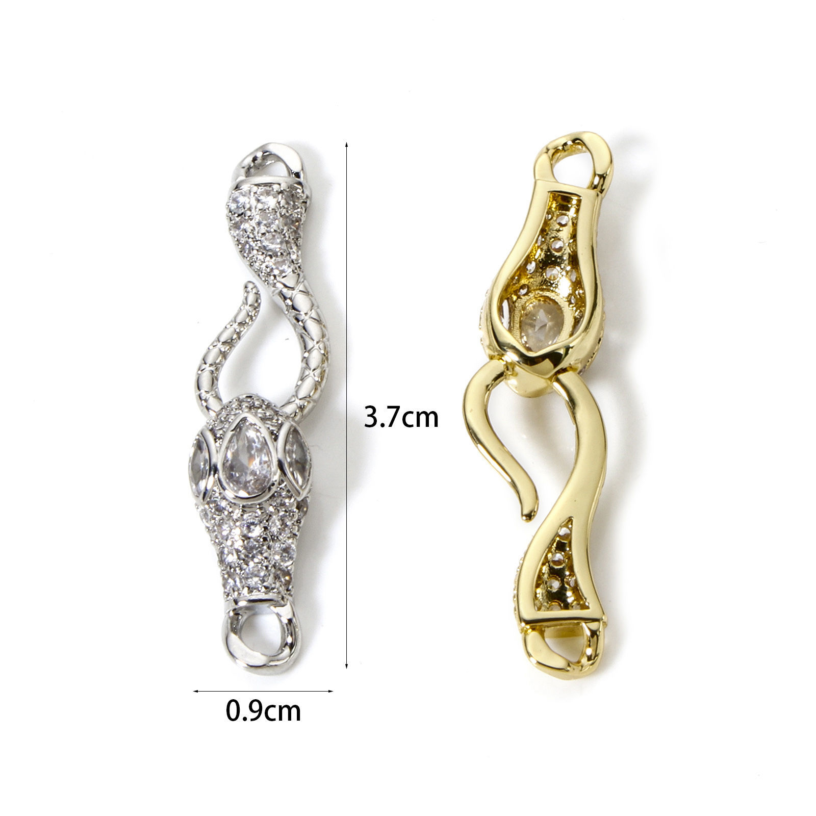 Bild von Messing Hakenverschluss Bunt Micro Pave Klar Zirkonia 3.7cm x 0.9cm