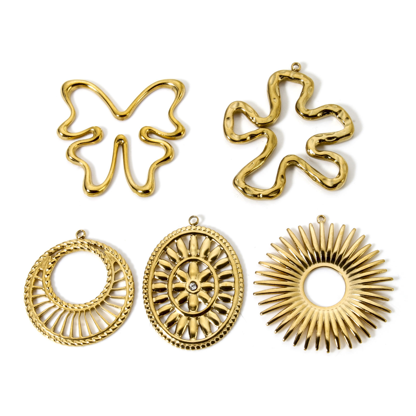 Immagine di 1 Piece Eco-friendly PVD Vacuum Plating 304 Stainless Steel Charms 18K Real Gold Plated Hollow