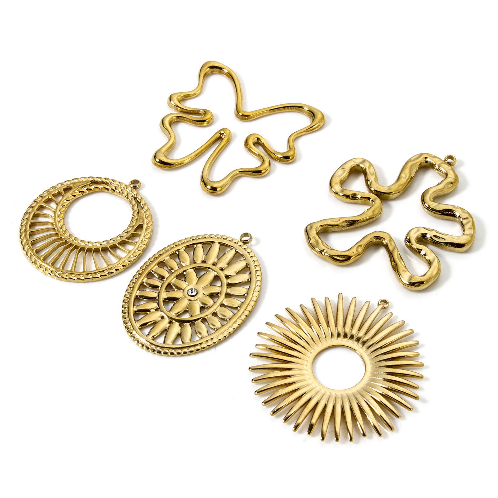 Immagine di 1 Piece Eco-friendly PVD Vacuum Plating 304 Stainless Steel Charms 18K Real Gold Plated Hollow