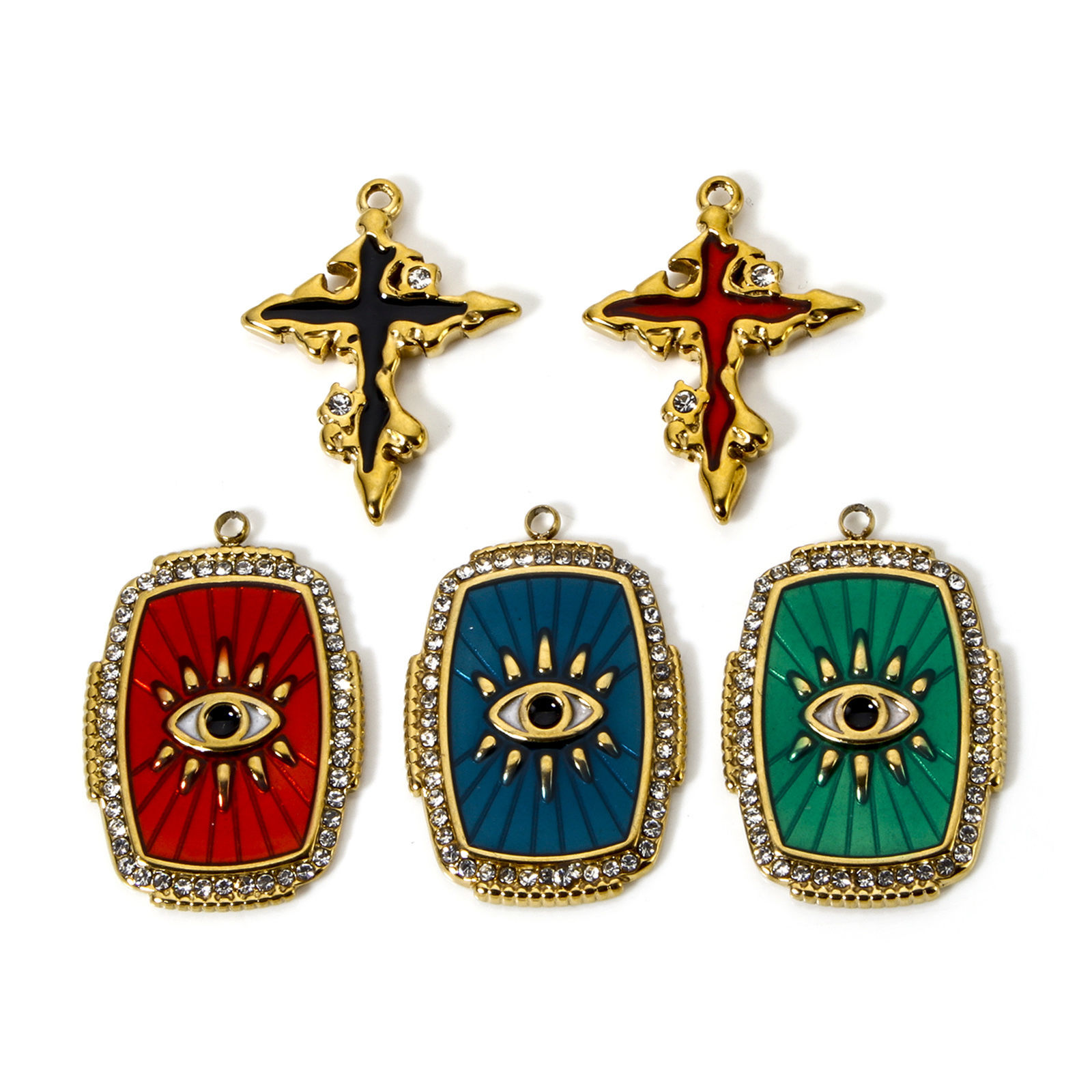 Picture of Eco-friendly PVD Vacuum Plating 304 Stainless Steel Religious Charms 18K Real Gold Plated Enamel