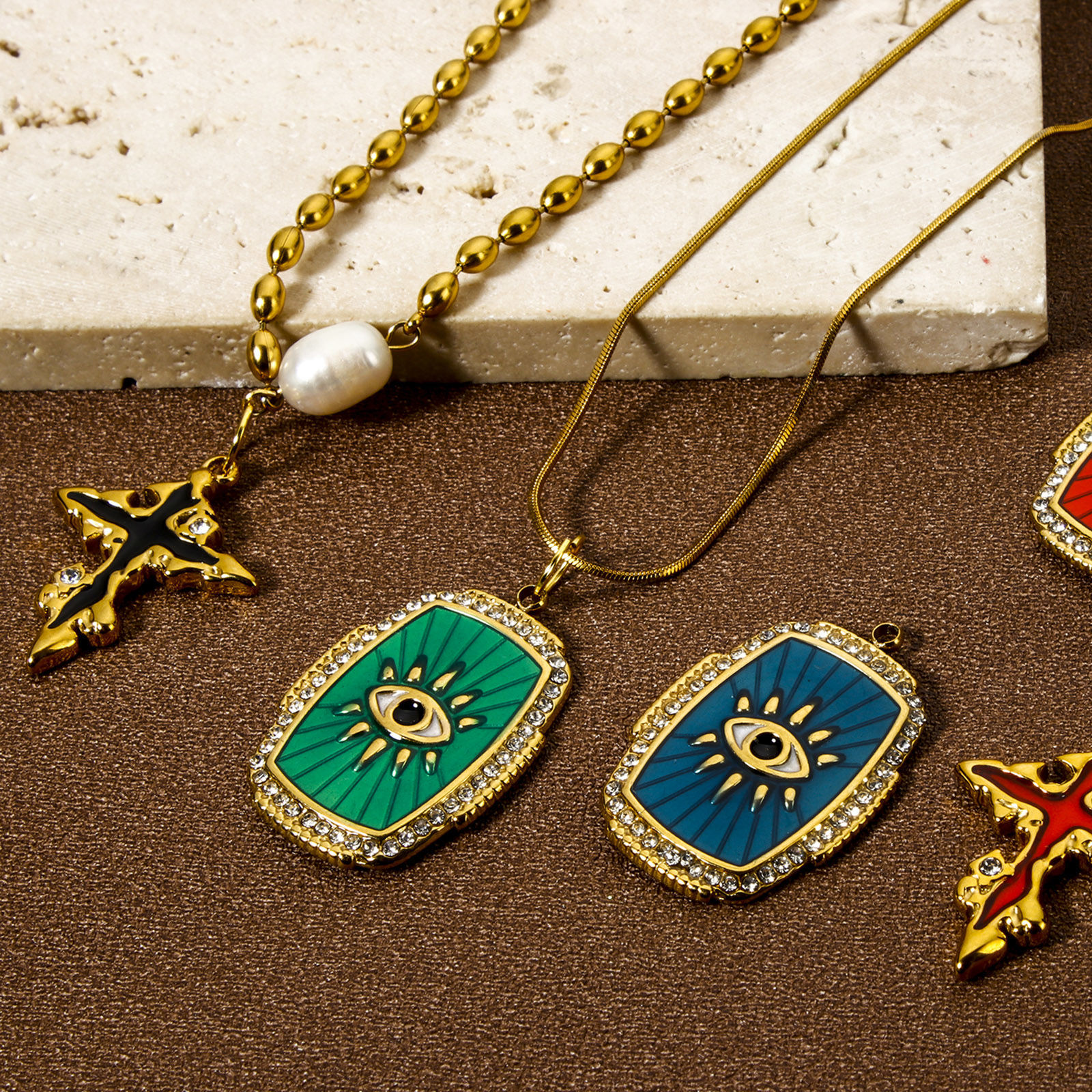 Picture of Eco-friendly PVD Vacuum Plating 304 Stainless Steel Religious Charms 18K Real Gold Plated Enamel