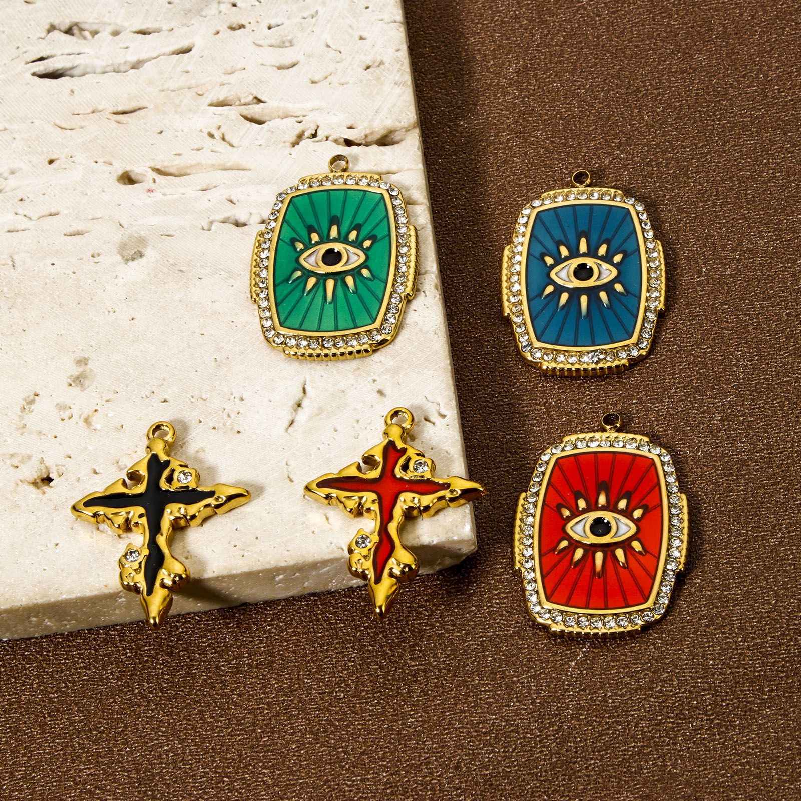 Picture of Eco-friendly PVD Vacuum Plating 304 Stainless Steel Religious Charms 18K Real Gold Plated Enamel