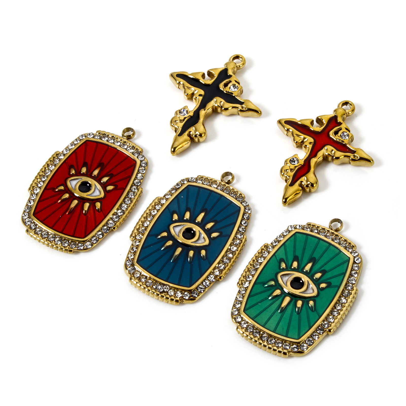 Picture of Eco-friendly PVD Vacuum Plating 304 Stainless Steel Religious Charms 18K Real Gold Plated Enamel