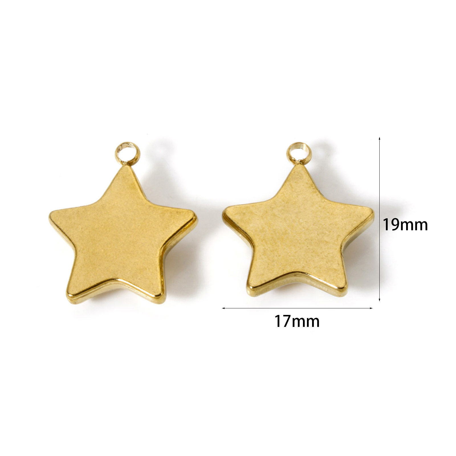 Immagine di 2 Pz Placcatura Sottovuoto PVD Ecologica 304 Acciaio Inossidabile Galassia Ciondoli Stella a Cinque Punte 18K Vero Oro Placcato 19mm x 17mm