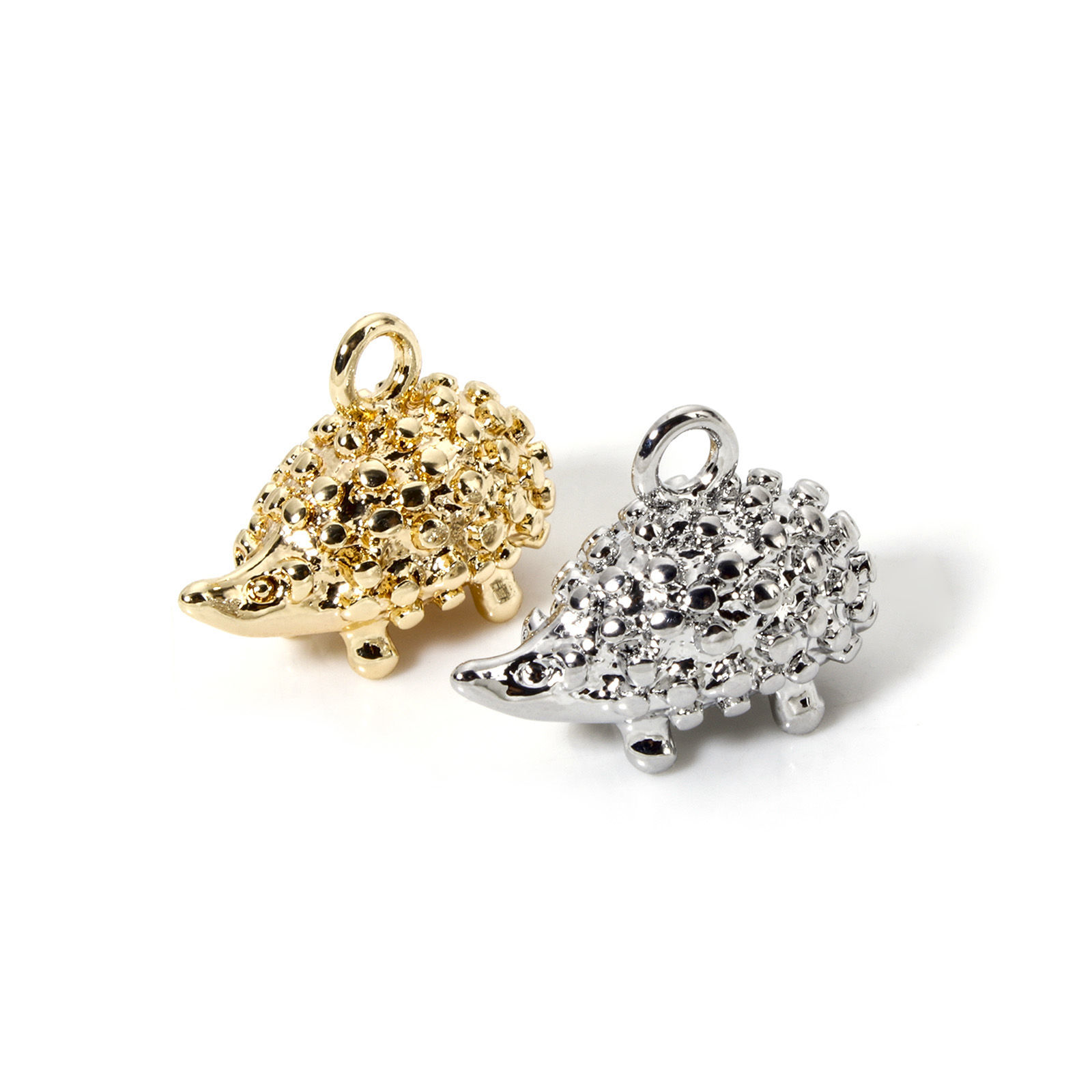Picture of Eco-friendly Brass Pet Silhouette Charms Real Gold Plated Hedgehog 3D 18mm x 13.5mm