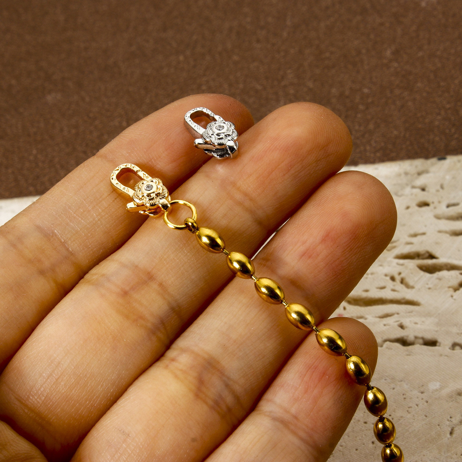 Picture of Eco-friendly Brass Lobster Clasp Findings Flower Real Gold Plated Micro Pave Clear Cubic Zirconia 11.5mm x 7mm