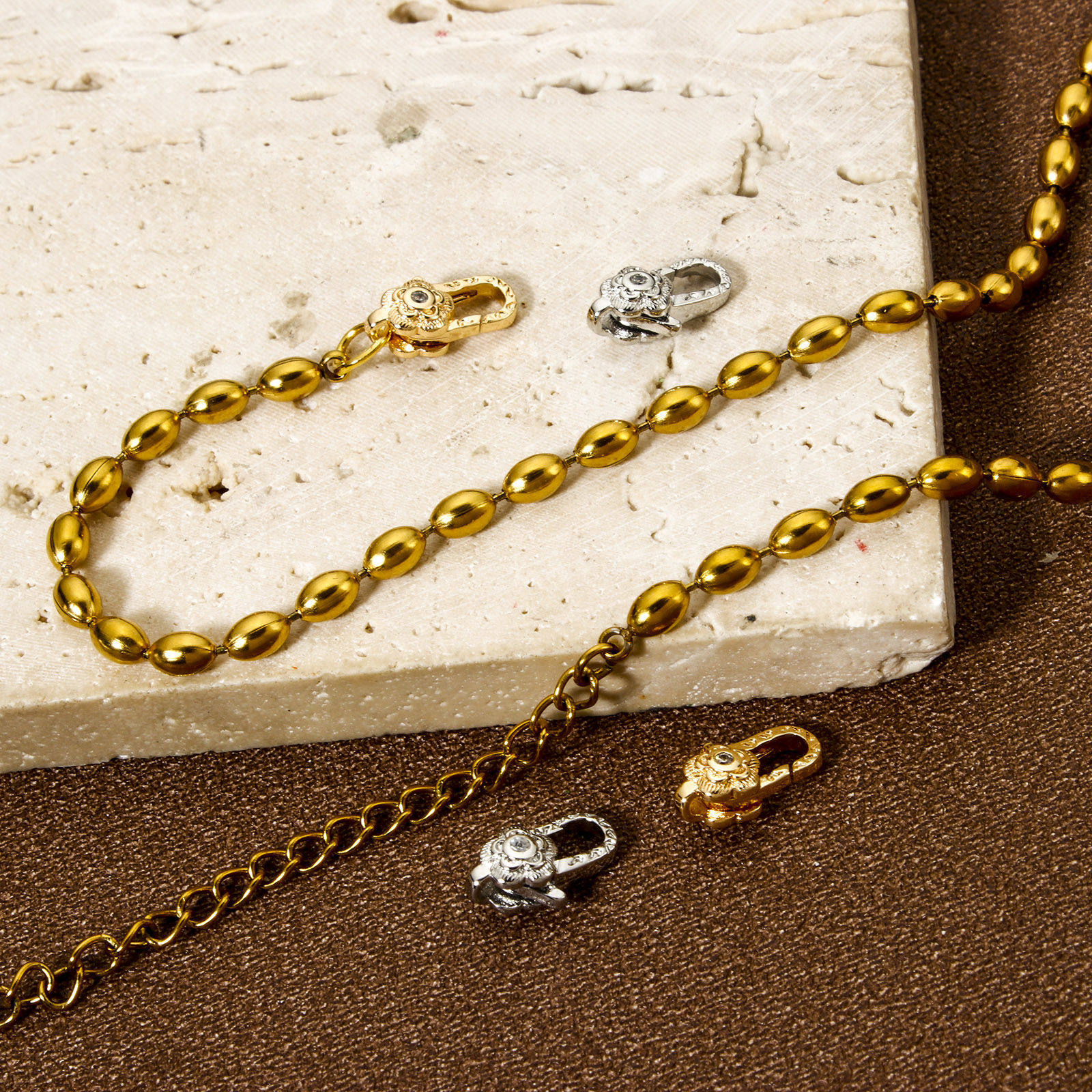 Picture of Eco-friendly Brass Lobster Clasp Findings Flower Real Gold Plated Micro Pave Clear Cubic Zirconia 11.5mm x 7mm