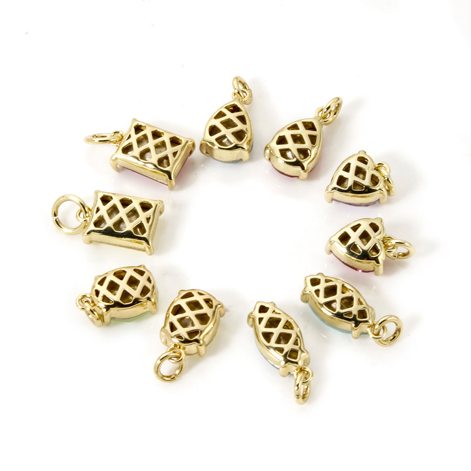 Picture of Eco-friendly Brass & Glass Geometric Charms Real Platinum Plated Multicolor
