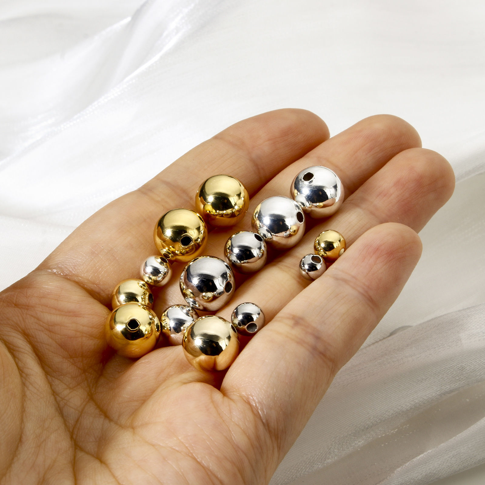 Bild von Umweltfreundlich Messing Perlen zur DIY-Schmuckherstellung Echtgold plattiert Rund