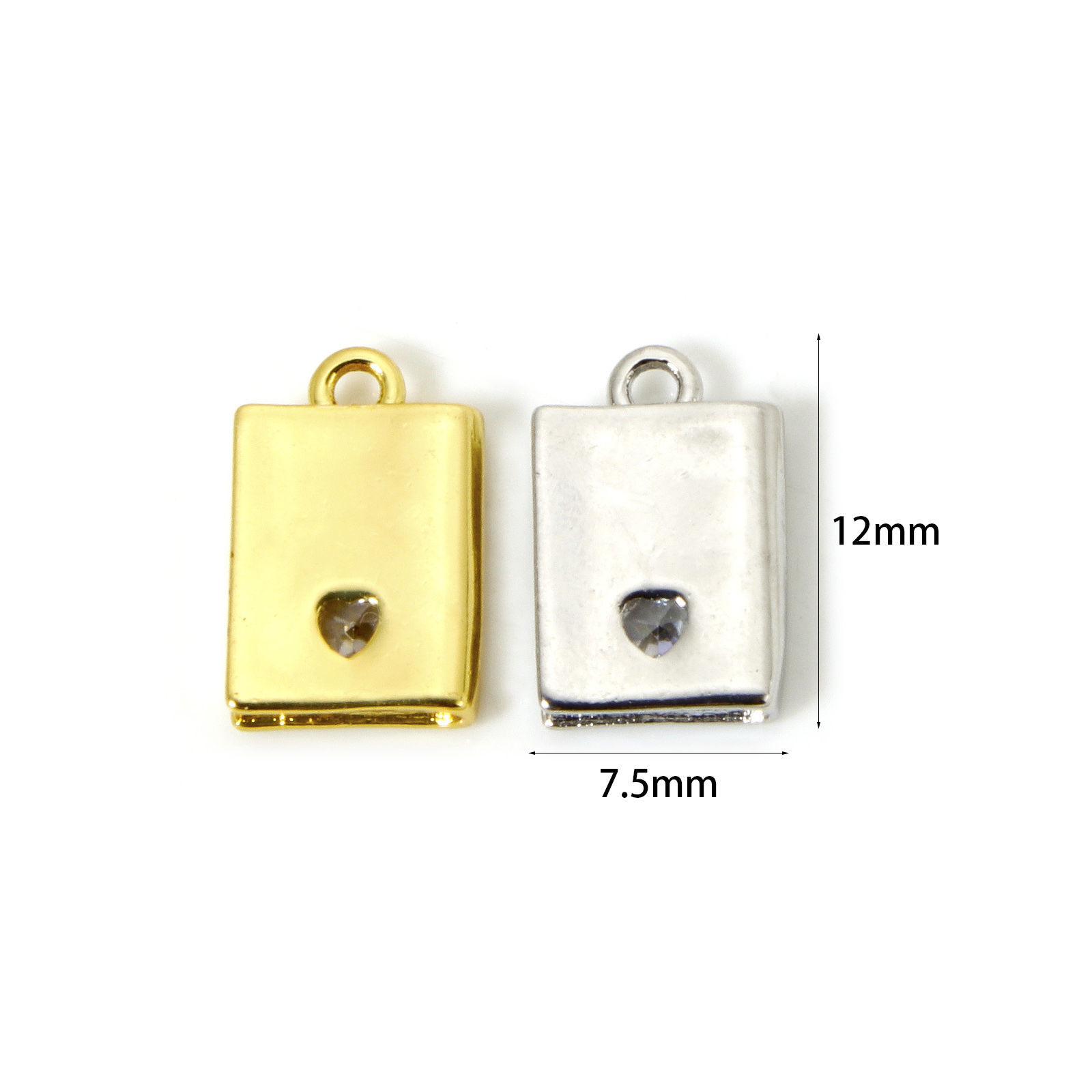 Picture of Brass Travel Charms Multicolor Passport Heart Clear Cubic Zirconia 12mm x 7.5mm