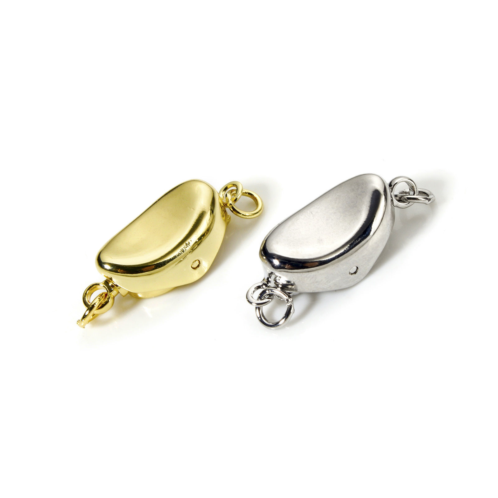 Picture of Eco-friendly Brass Push In Snap Lock Clasps Ingot Real Gold Plated 17.5mm x 8mm