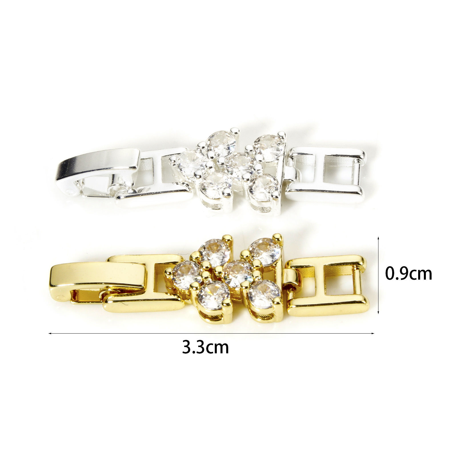 Bild von 1 Stück Umweltfreundlich Messing Faltverschlüsse Pfeilspitze Echtgold plattiert Klar Zirkonia 3.3cm x 0.9cm