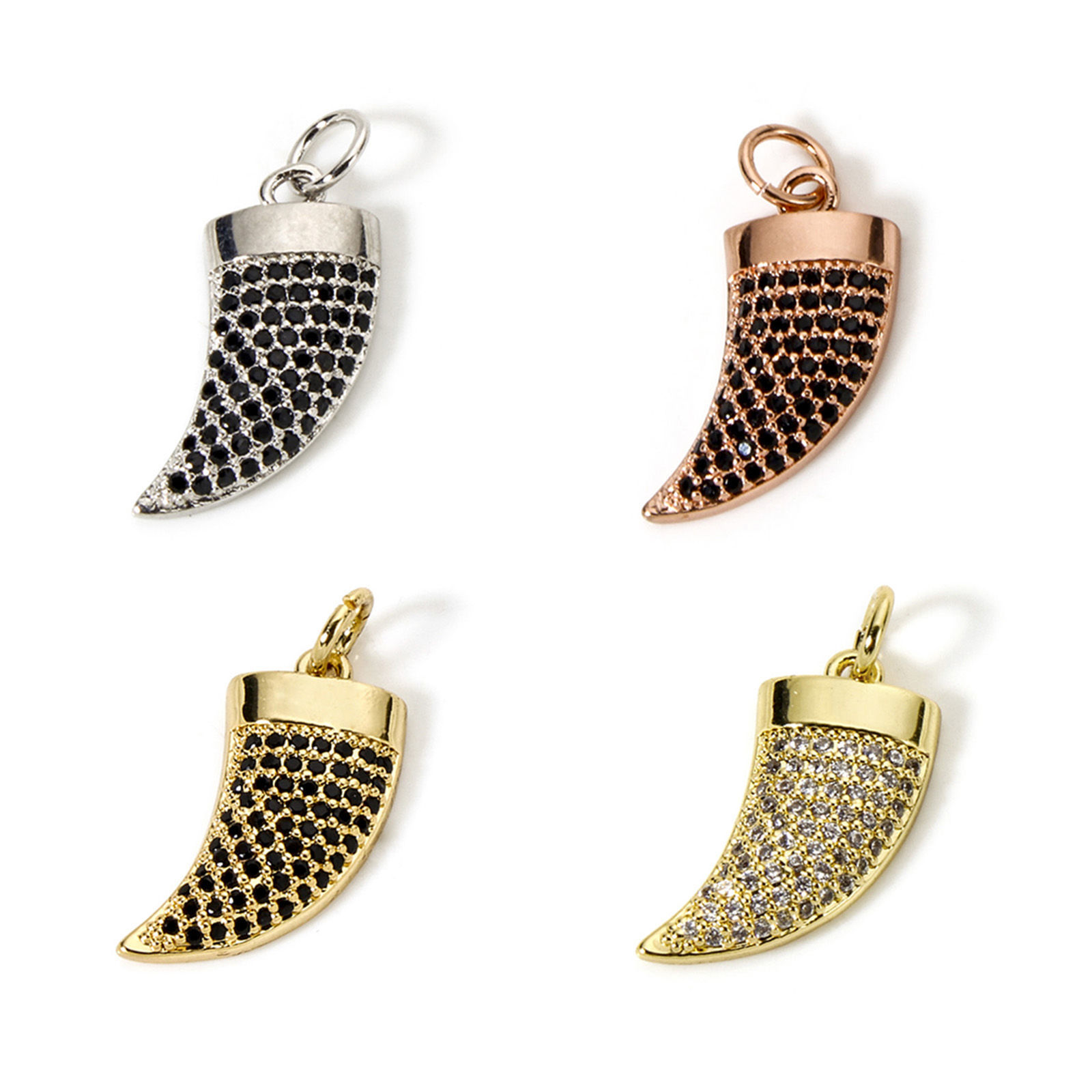 Picture of Eco-friendly Brass Charms Real Gold Plated Ivory Micro Pave 20mm x 12mm