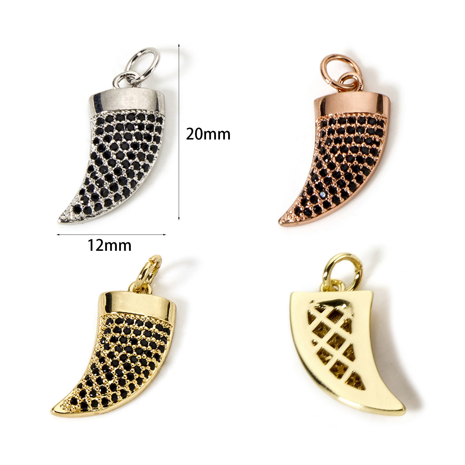 Picture of Eco-friendly Brass Charms Real Gold Plated Ivory Micro Pave 20mm x 12mm