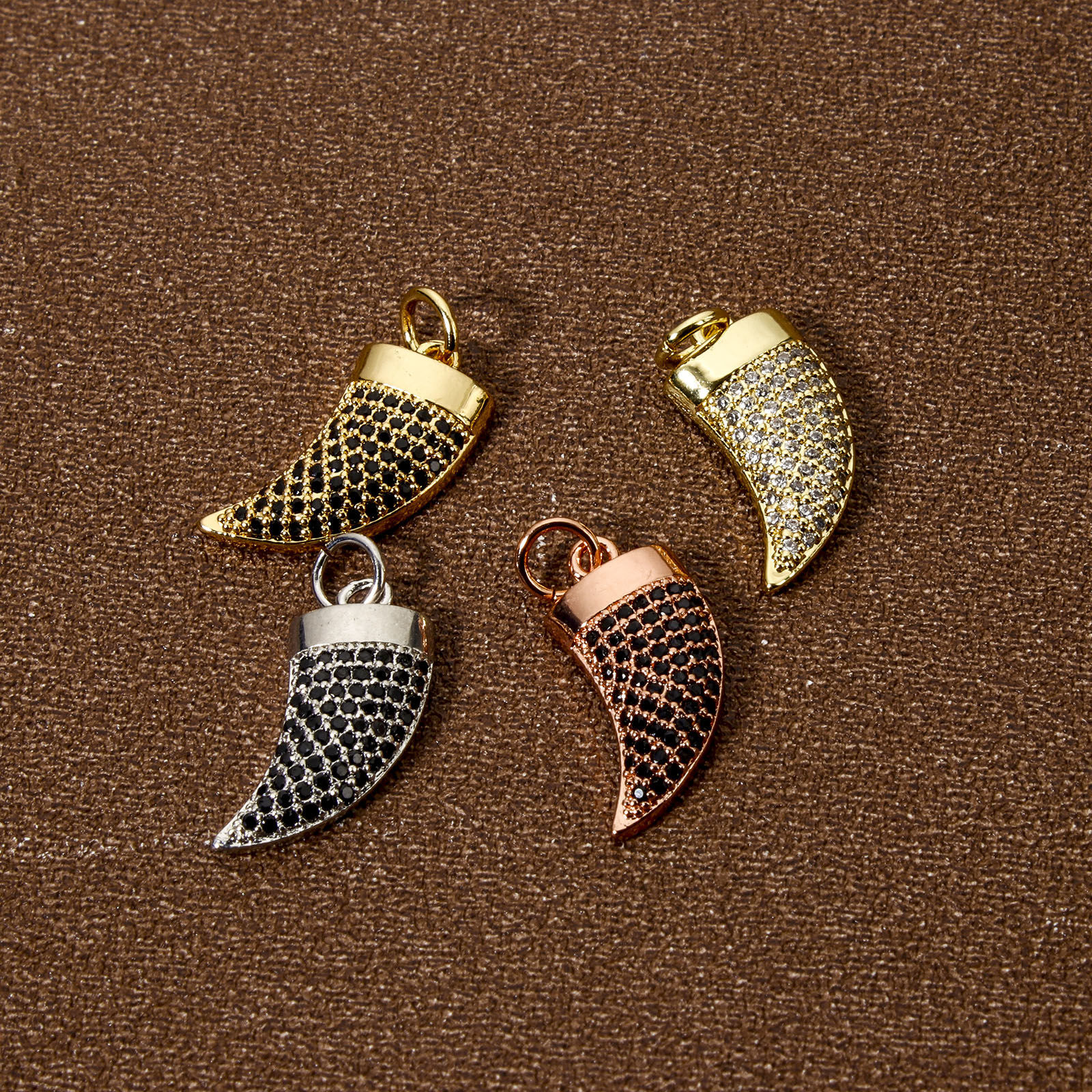 Picture of Eco-friendly Brass Charms Real Gold Plated Ivory Micro Pave 20mm x 12mm