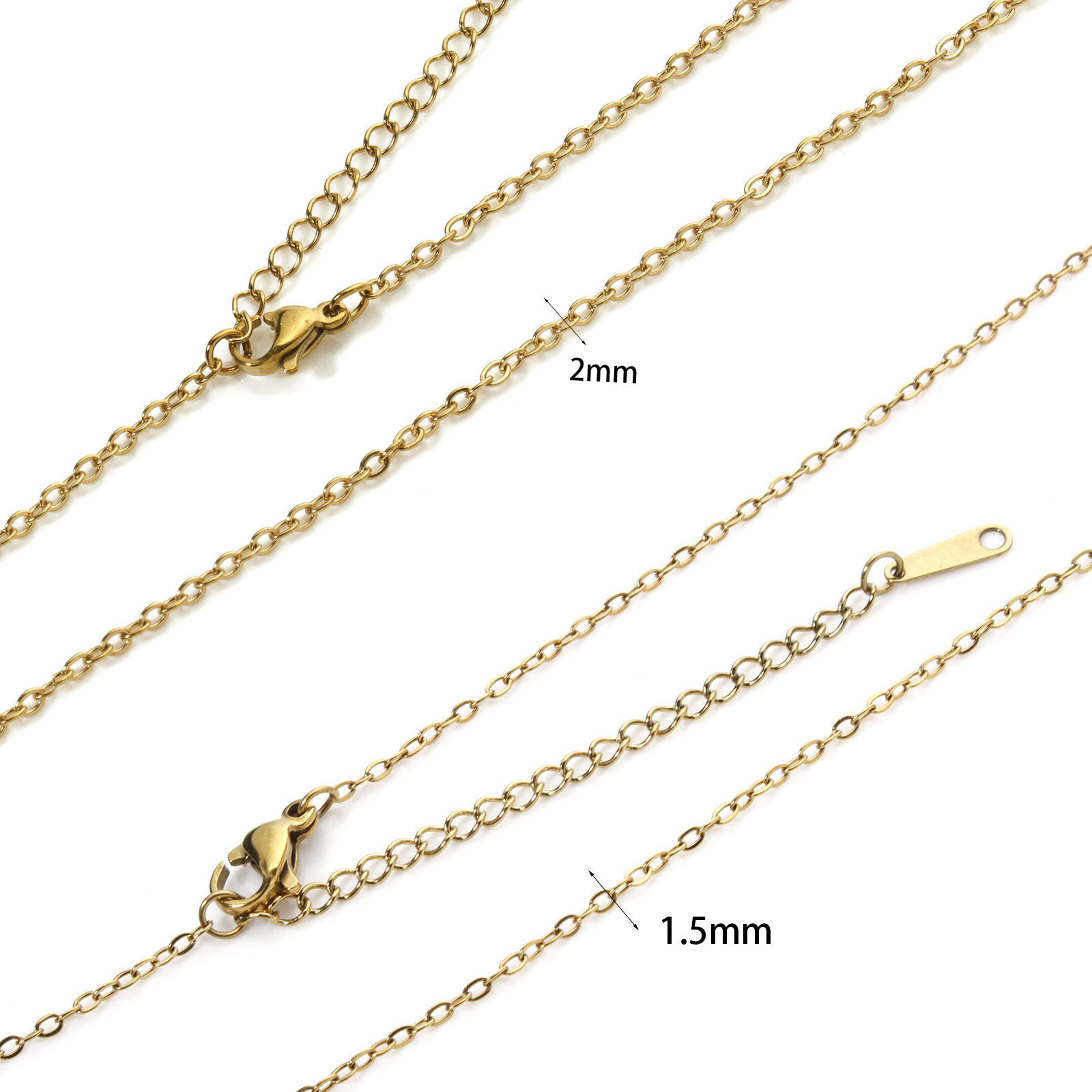 Изображение 5 PCs Eco-friendly PVD Vacuum Plating Simple & Casual 18K Real Gold Plated 304 Stainless Steel Link Cable Chain Necklace 45cm(17.7") long