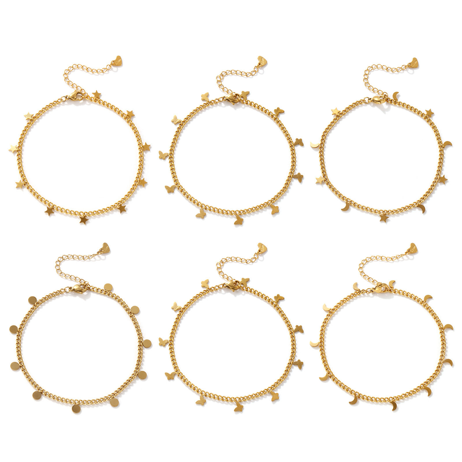 Picture of Eco-friendly Vacuum Plating Stylish 18K Gold Plated 304 Stainless Steel Curb Link Chain Anklet For Women Gift 22cm(8.7") long