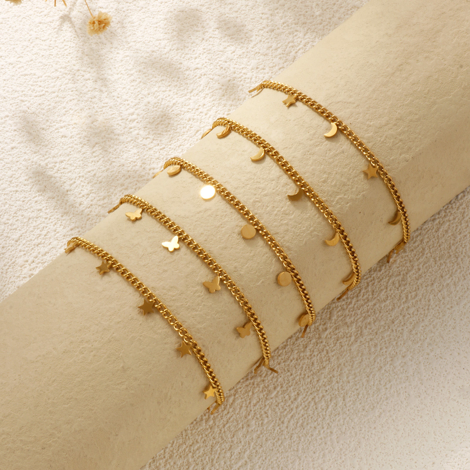 Picture of Eco-friendly Vacuum Plating Stylish 18K Gold Plated 304 Stainless Steel Curb Link Chain Anklet For Women Gift 22cm(8.7") long