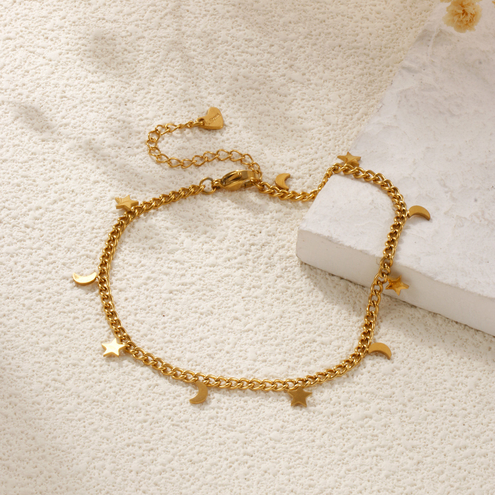 Picture of Eco-friendly Vacuum Plating Stylish 18K Gold Plated 304 Stainless Steel Curb Link Chain Anklet For Women Gift 22cm(8.7") long