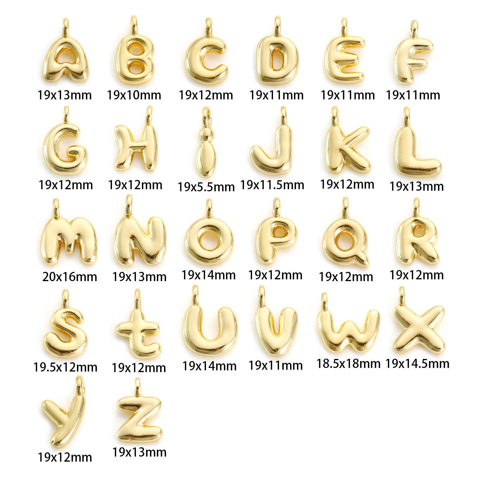 Picture of Eco-friendly Brass Charms 18K Real Gold Plated Capital Alphabet Initial Letter Message " A-Z "