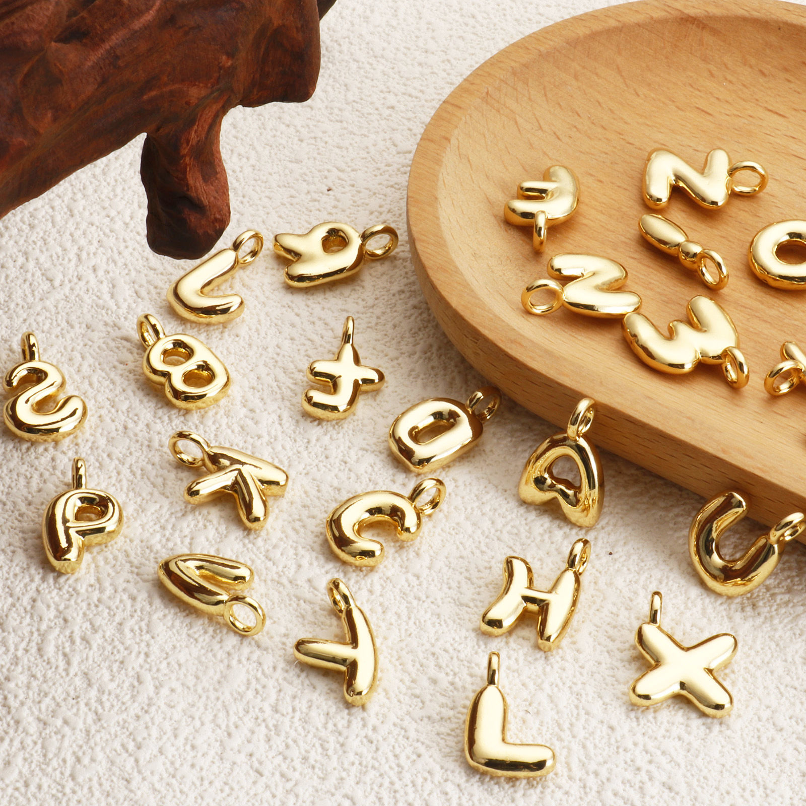 Picture of Eco-friendly Brass Charms 18K Real Gold Plated Capital Alphabet Initial Letter Message " A-Z "