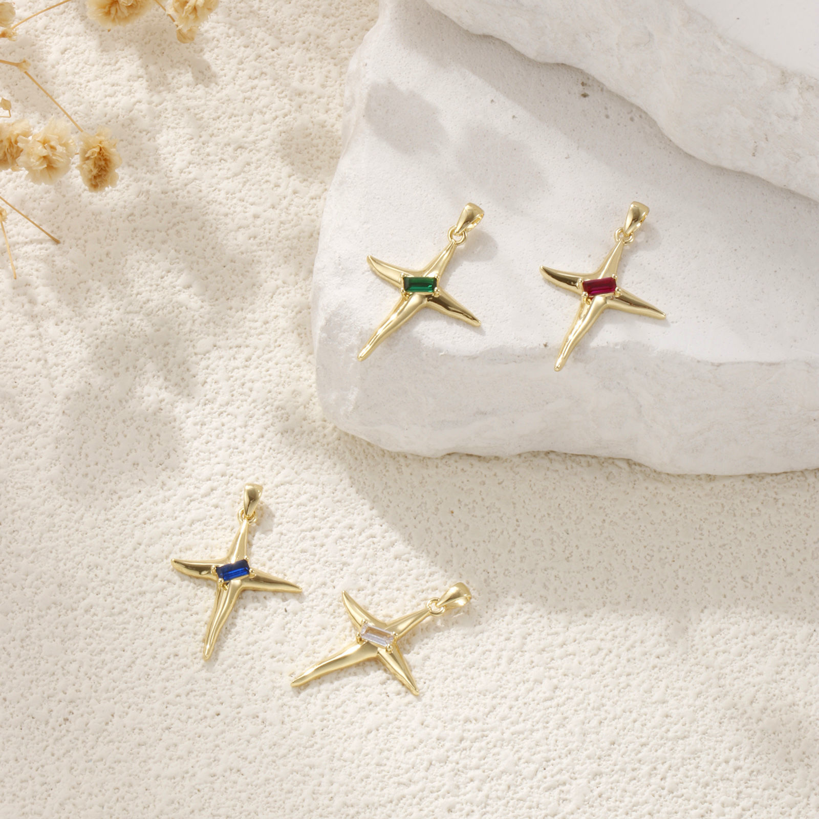 Imagen de 1 Unidad Respetuoso del Medio Ambiente Latón & Vidrio Galaxia Colgantes 18K Oro Real Chapado Estrella 3.2cm x 2.1cm