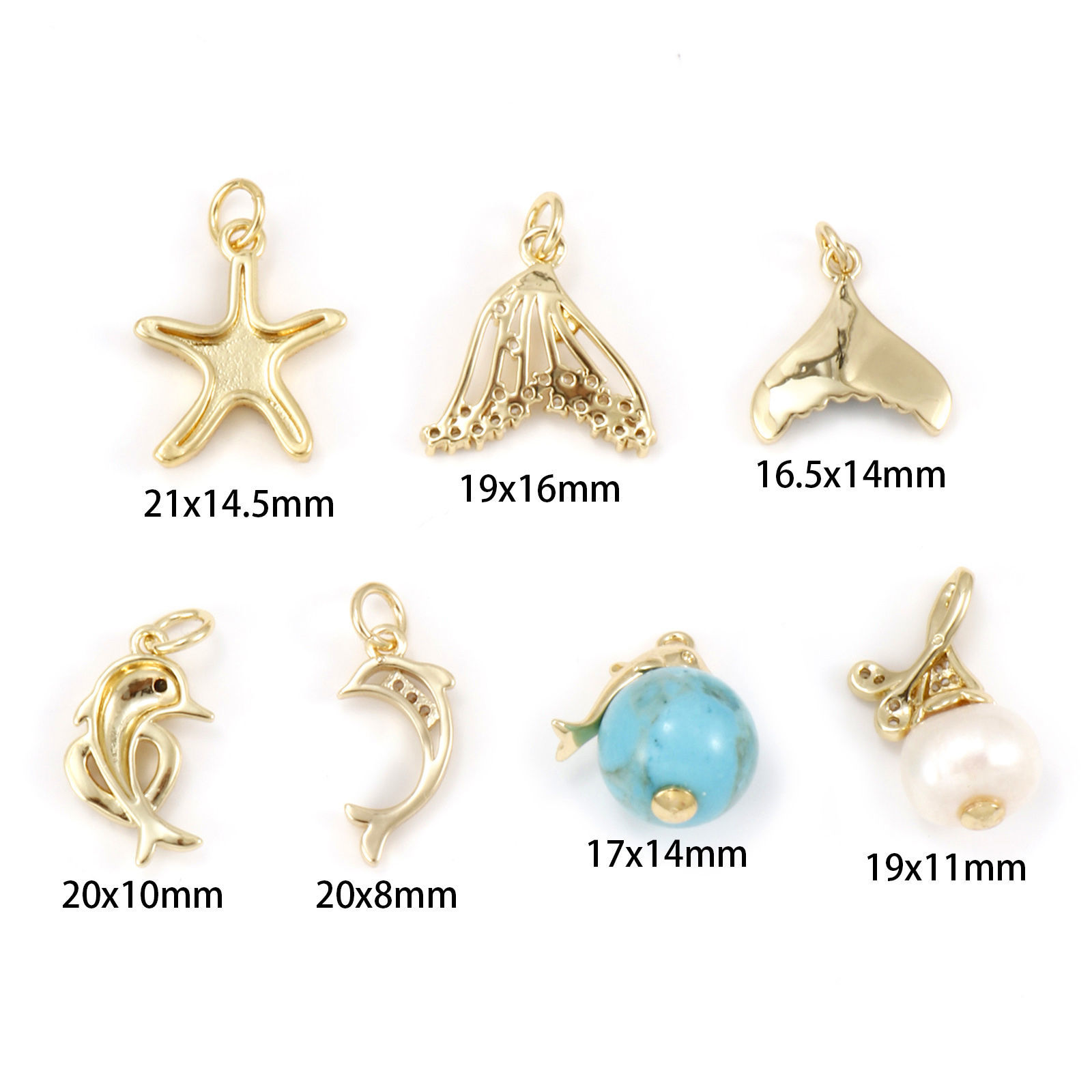 Image de 1 Pièce Breloques Respectueux de la Nature en Laiton Plaqué Or Véritable 18K Queue de Poisson Daupins