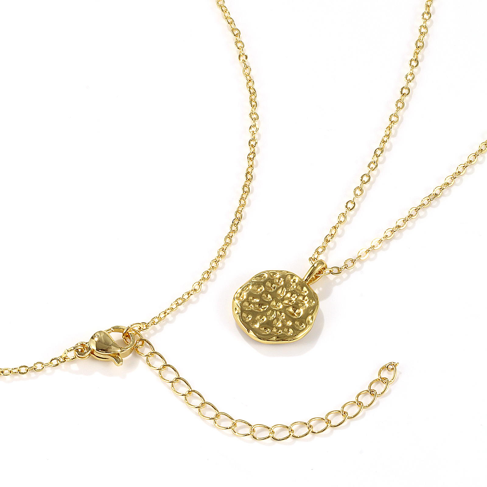 Bild von Umweltfreundlich Stilvoll Ins Stil 18K Echtgold plattiert Messing Kreuz Gliederketten Rund Scheibe Emaille Anhänger Halskette Für Frauen Geschenk 46cm + 6cm lang