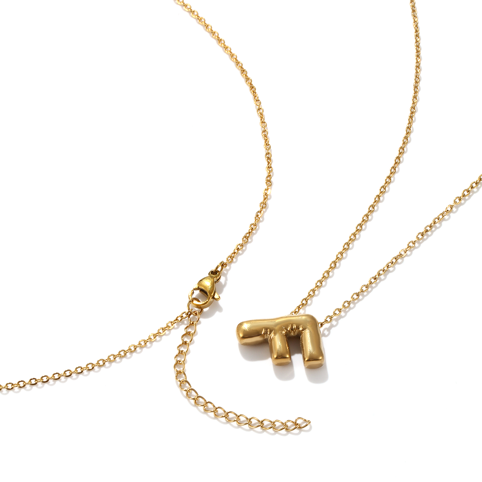 1 本 エコフレンドリー 真空メッキ ミニマリスト おしゃれ 18Kリアルゴールドメッキ 304ステンレス鋼 小豆チェーン・あづきチェーン キャピタルレター 文字「 A-Z」 ペンダントネックレス ユニセックス 男女兼用 プレゼント 45cm + 5cm長さ、 の画像
